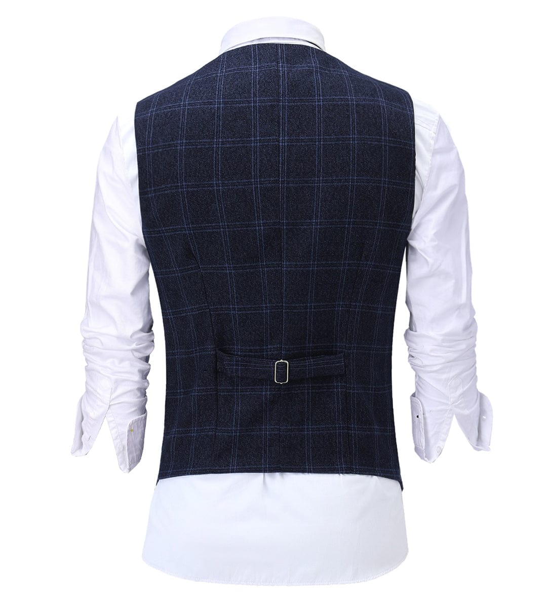 aesido Formal Plaid Notch Lapel Waistcoat Slim Fit Suit Vest