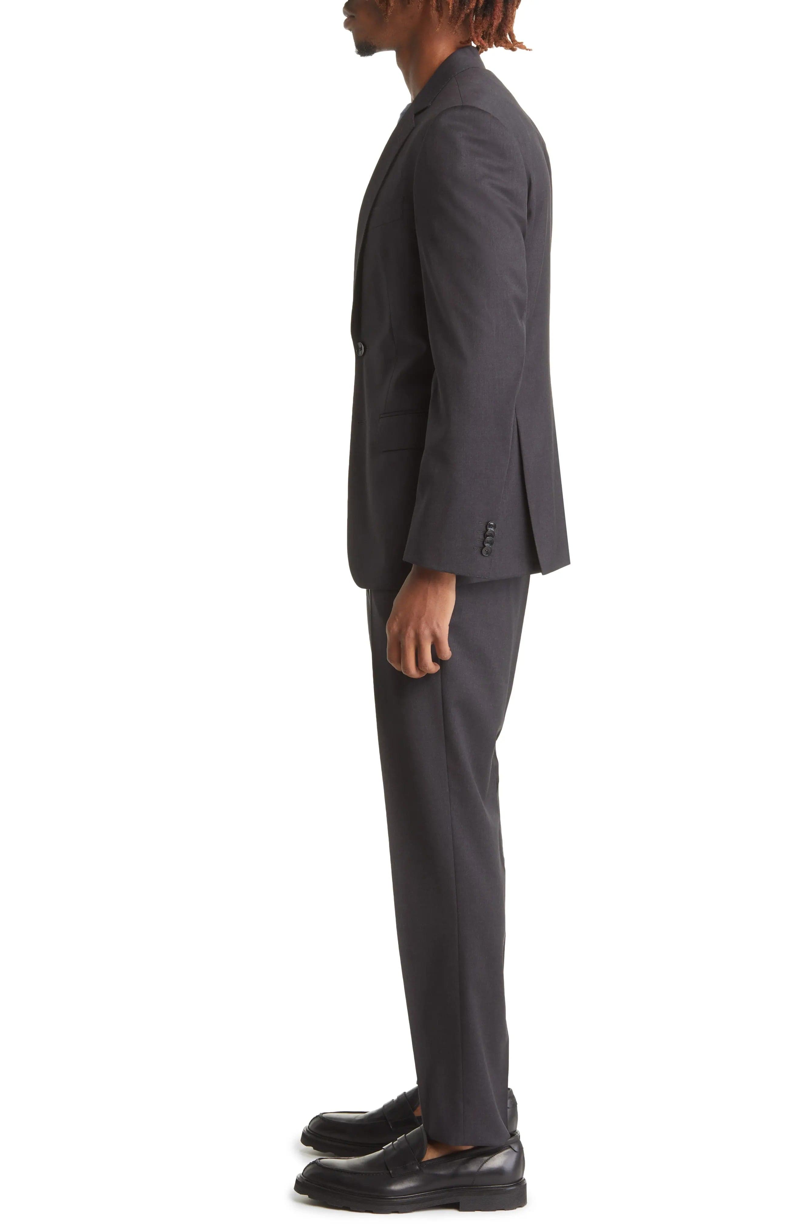 aesido Grey 2 Piece Double Button Business Casual Men Suit (Blazer+Pants)