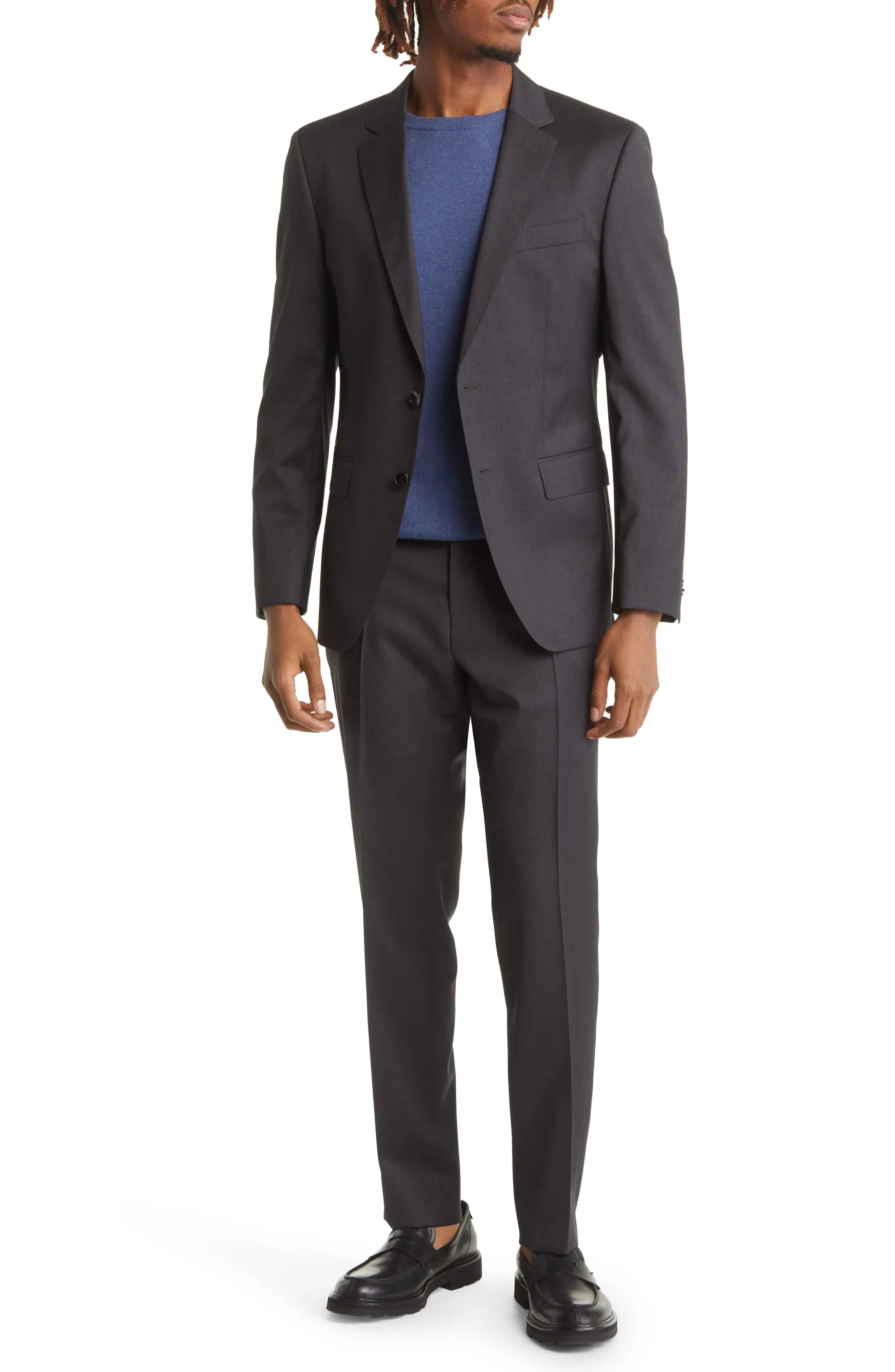 aesido Grey 2 Piece Double Button Business Casual Men Suit (Blazer+Pants)