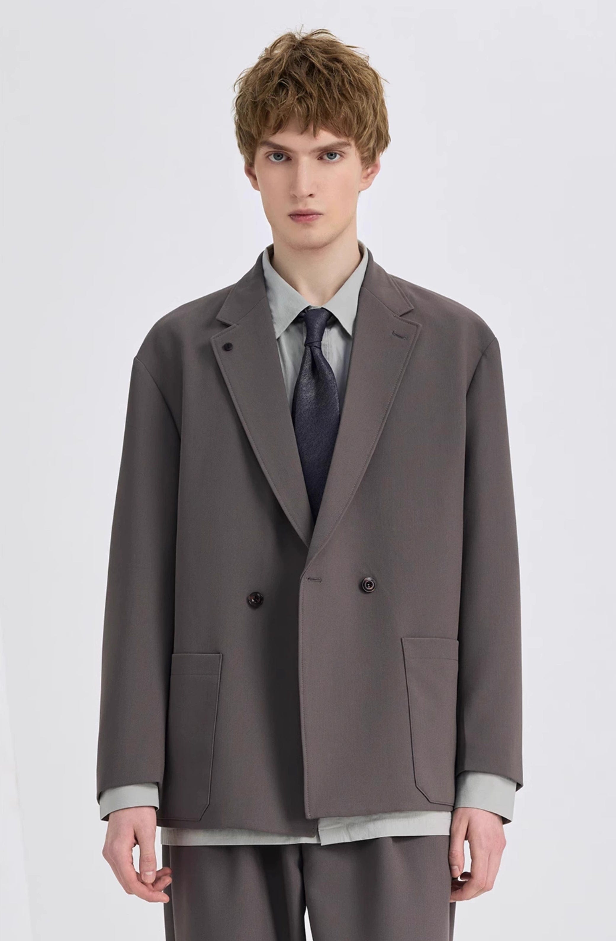 aesido Grey Casual Single Button Mens Blazer