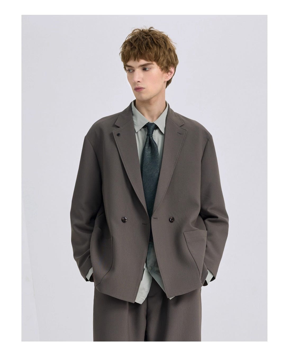 aesido Grey Casual Single Button Mens Blazer