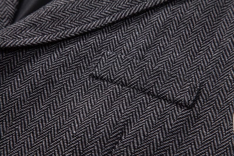 aesido Grey Herringbone Men’s Vest with Satin Back