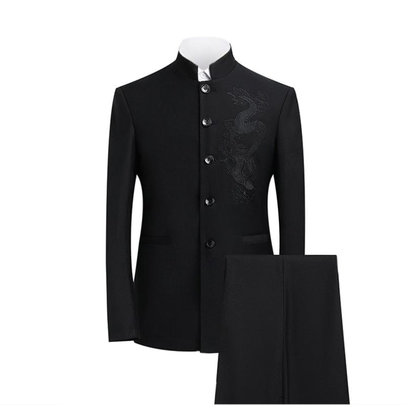 aesido Grey Men's Slim Fit Zhongshan Suit Groom Wedding Dress