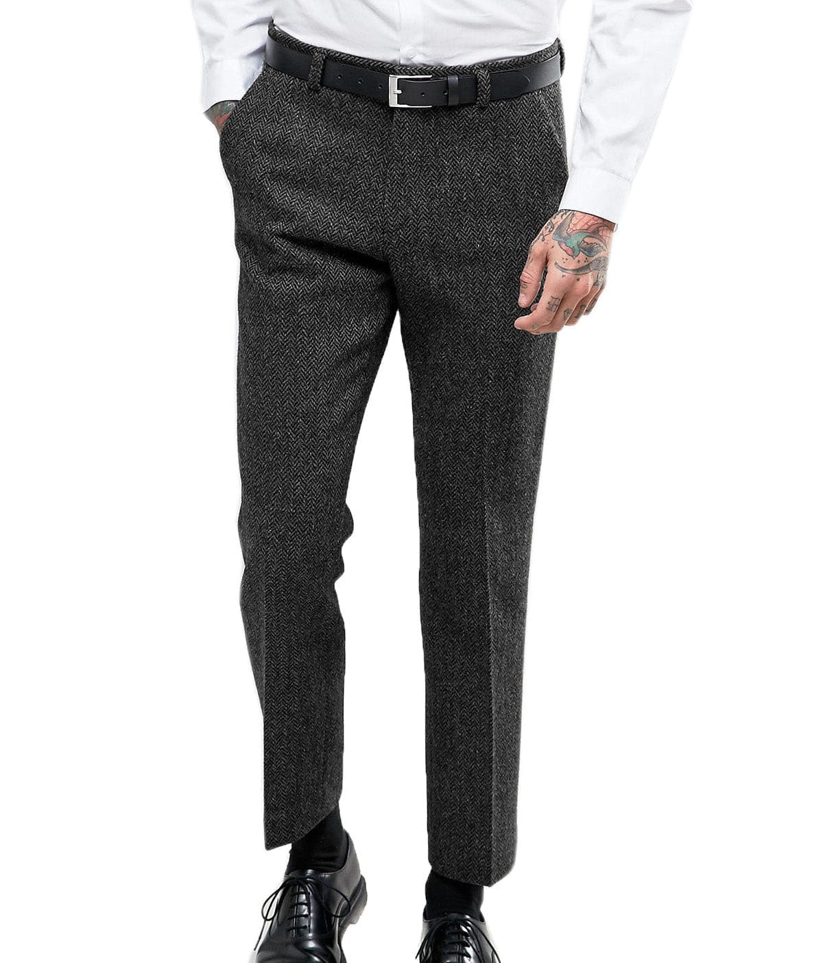 Aesido Herringbone Tweed Trousers