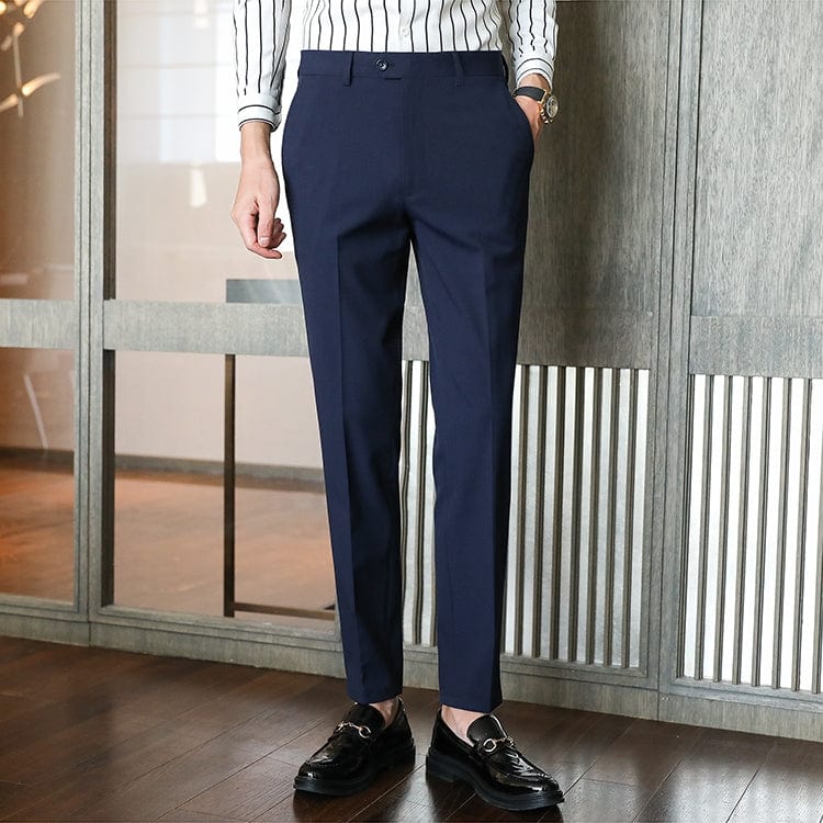 Khaki Men's Business Casual Slim Fit Pants Grey / 40W X 30L Khaki Men's Business Casual Slim Fit Pants Grey / 40W X 30L