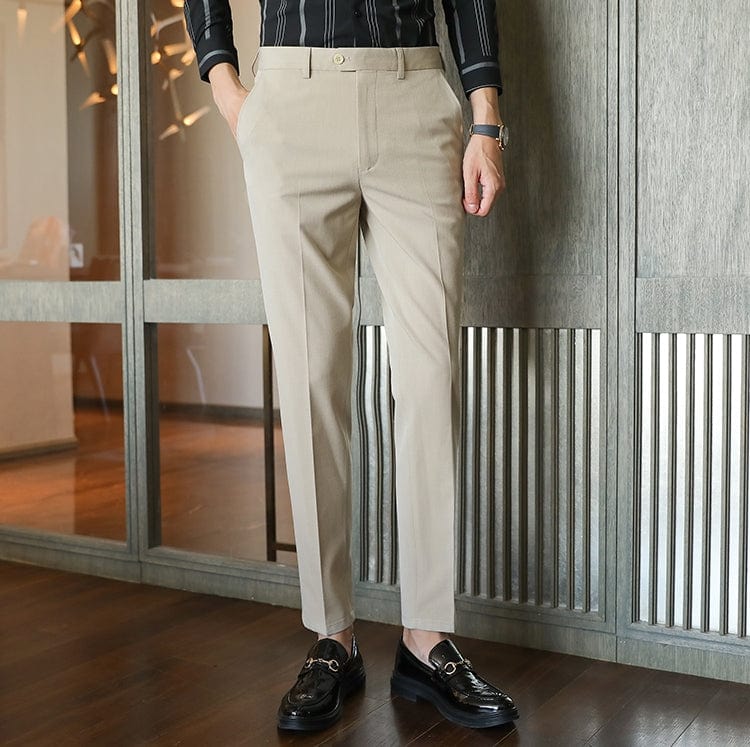 aesido Khaki Men's Business Casual Slim Fit Pants