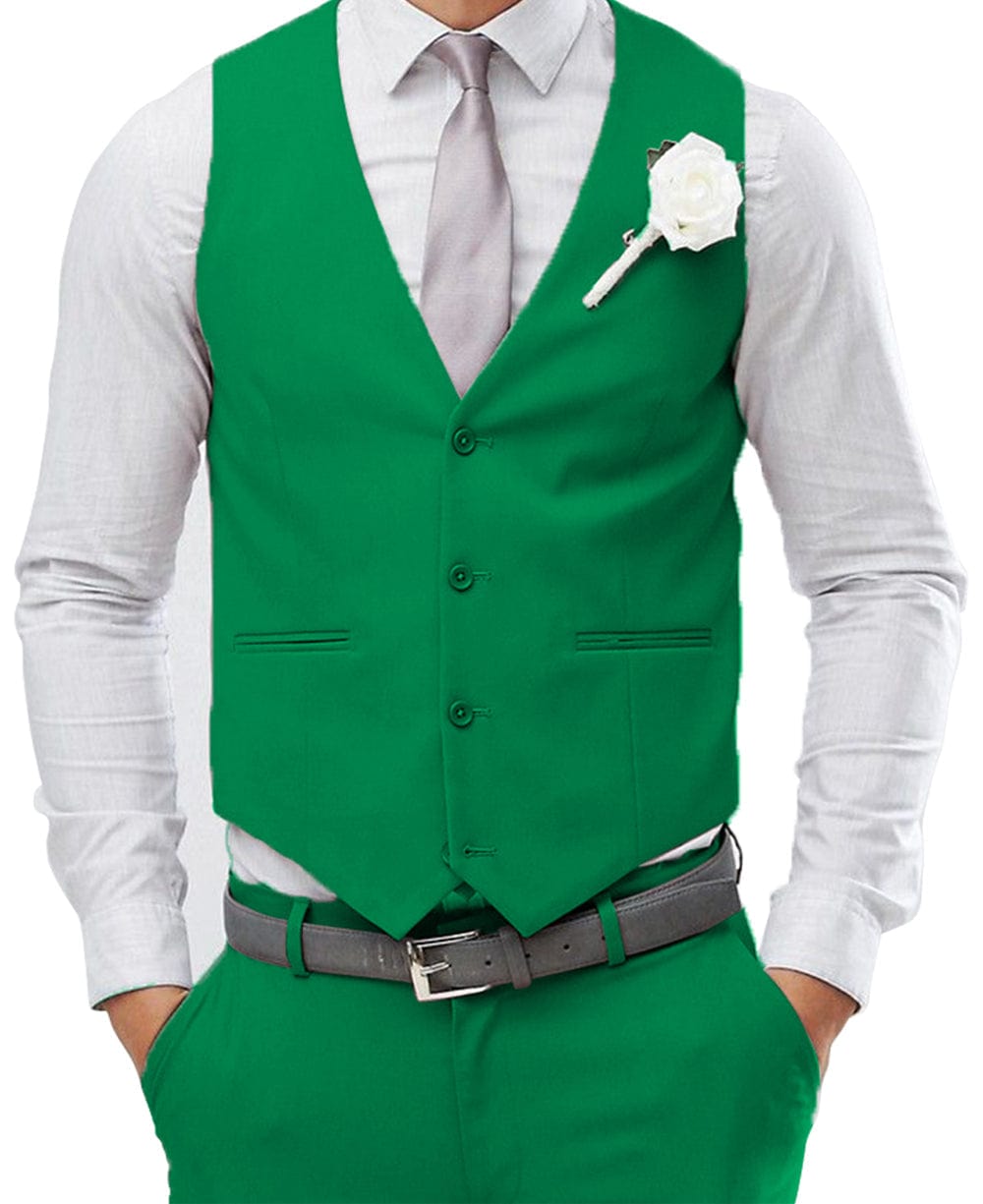 aesido Men's 2 Pieces Single Breasted V Neck Waistcoat（Vest+Pants）