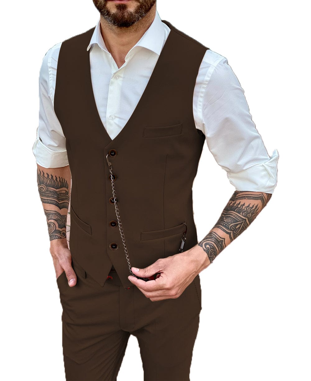 Men's 2 Pieces Single Breasted V Neck Waistcoat（Vest+Pants