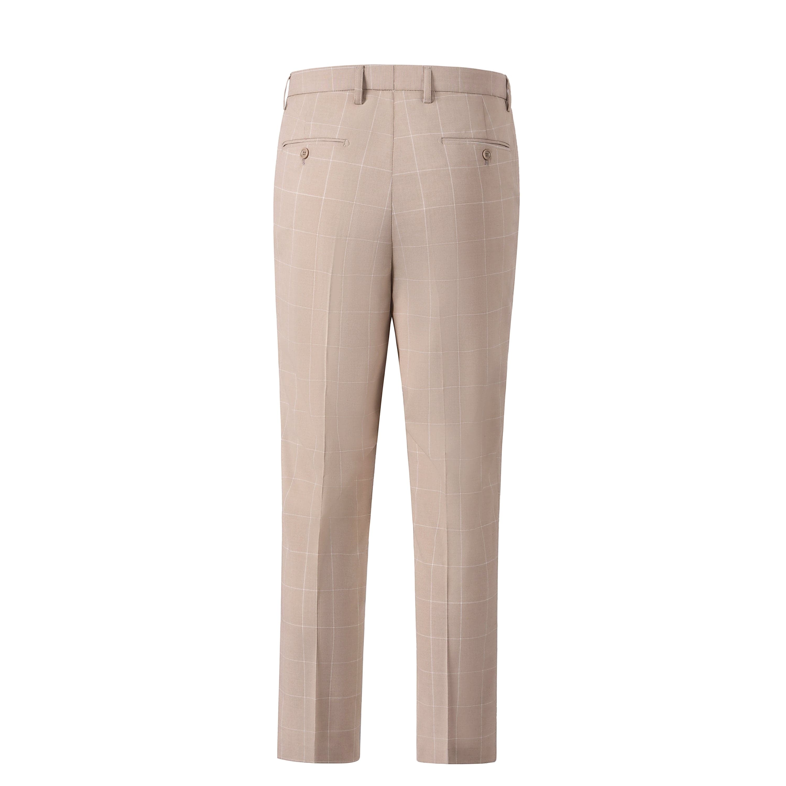 aesido Men's 3-Piece Beige Plaid Suit (Blazer+Vest+Pants)