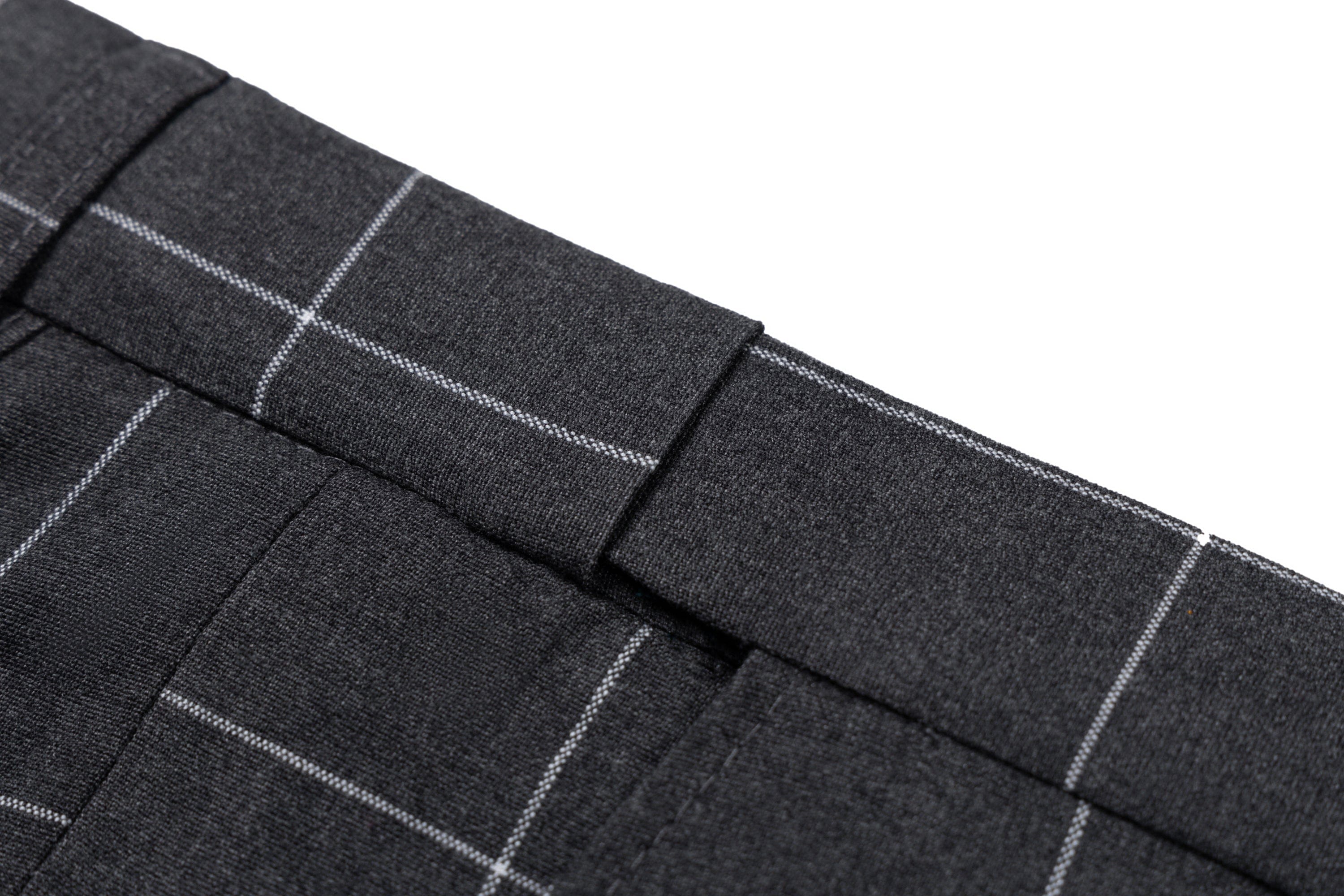 aesido Men's 3-Piece Grey Plaid Suit (Blazer+Vest+Pants)