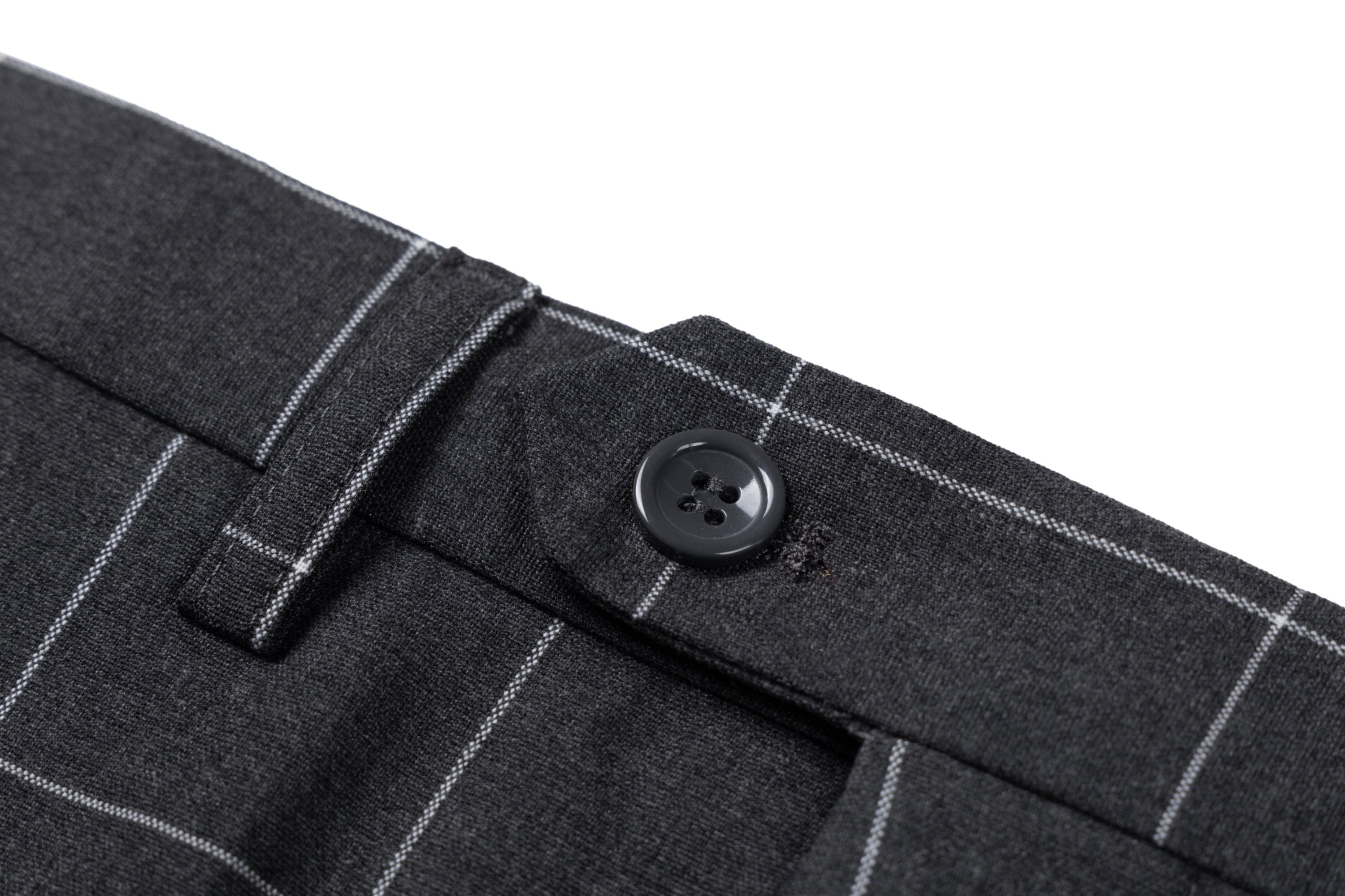 aesido Men's 3-Piece Grey Plaid Suit (Blazer+Vest+Pants)