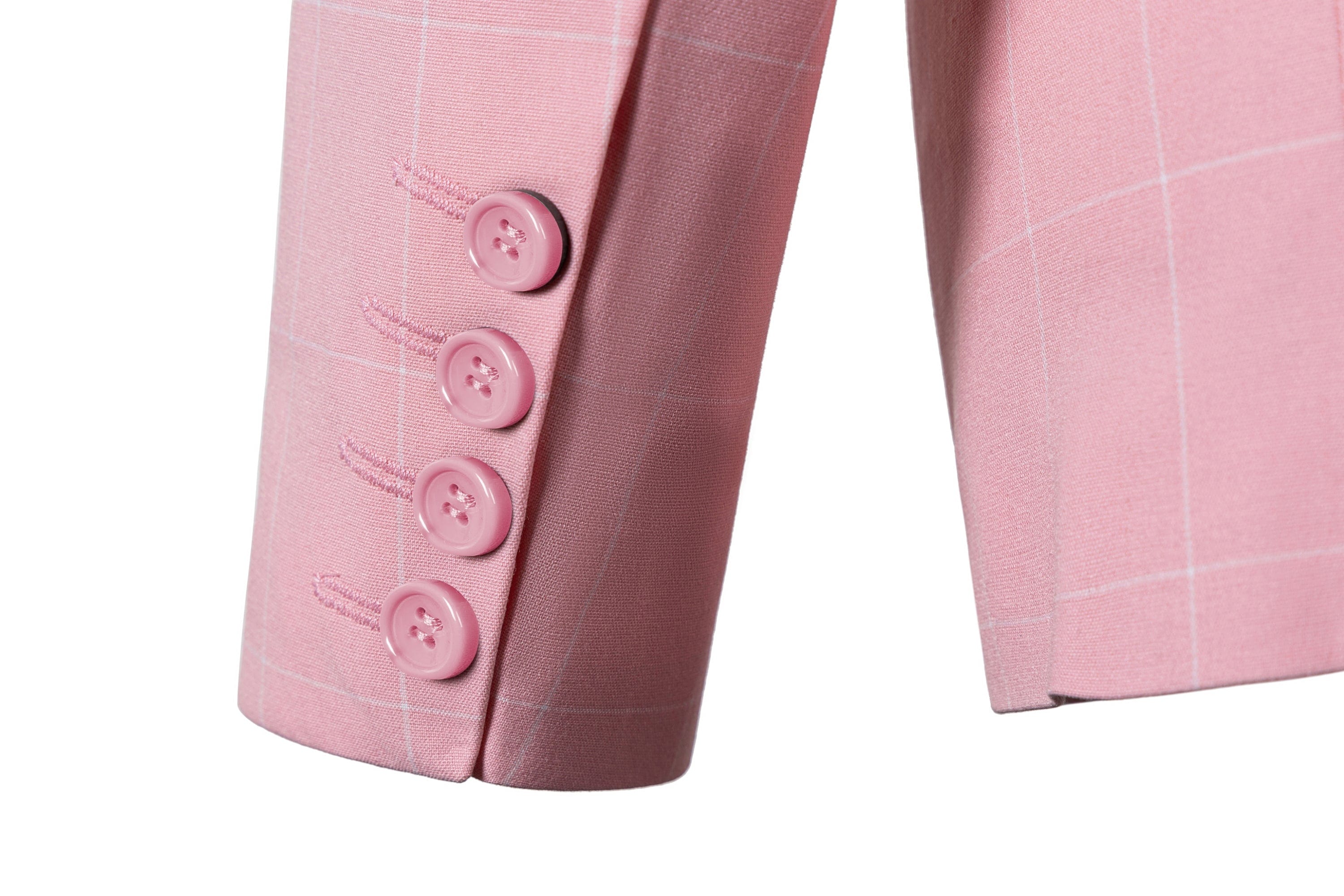 aesido Men's 3-Piece Pink Plaid Suit (Blazer+Vest+Pants)