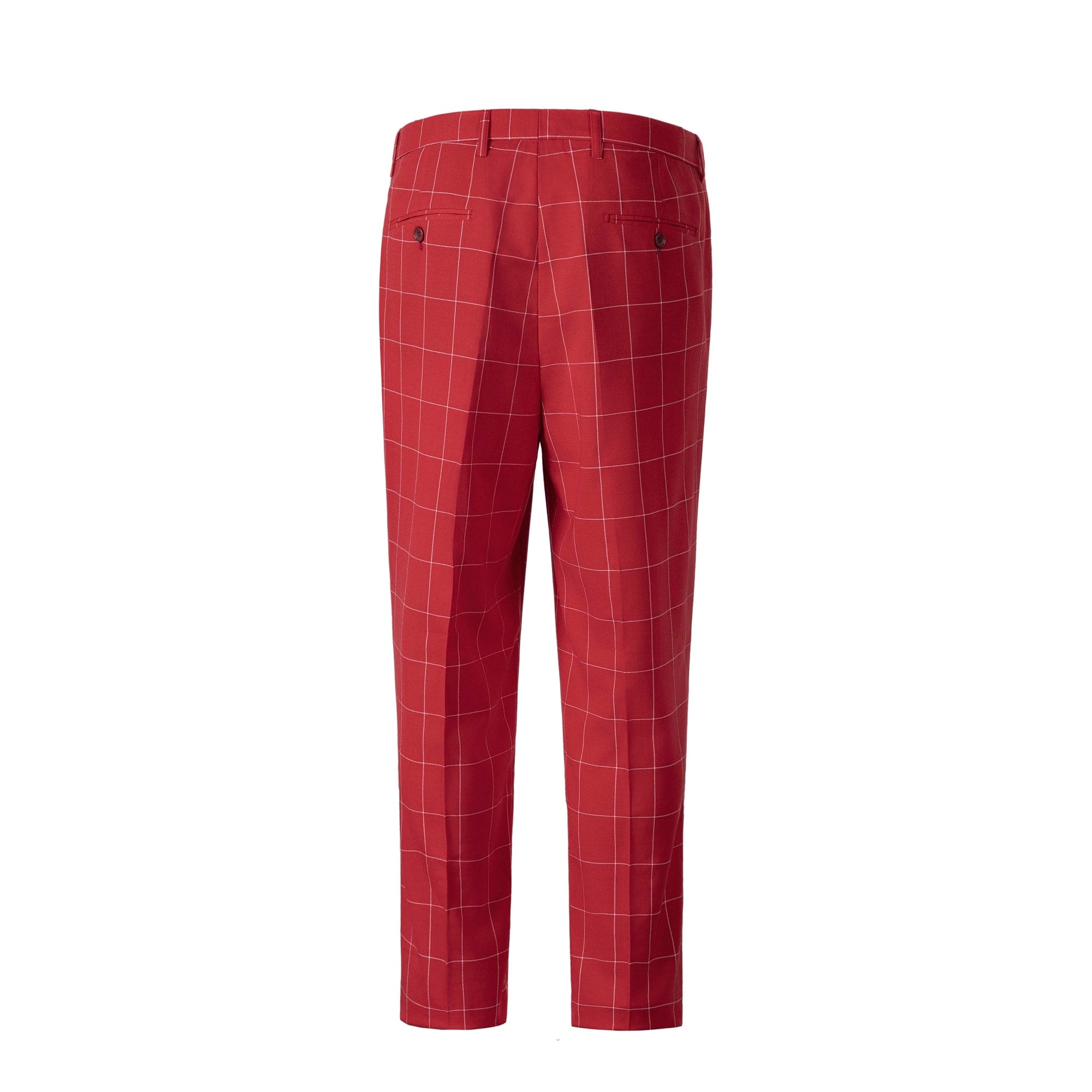 aesido Men's 3-Piece Red Plaid Suit (Blazer+Vest+Pants)