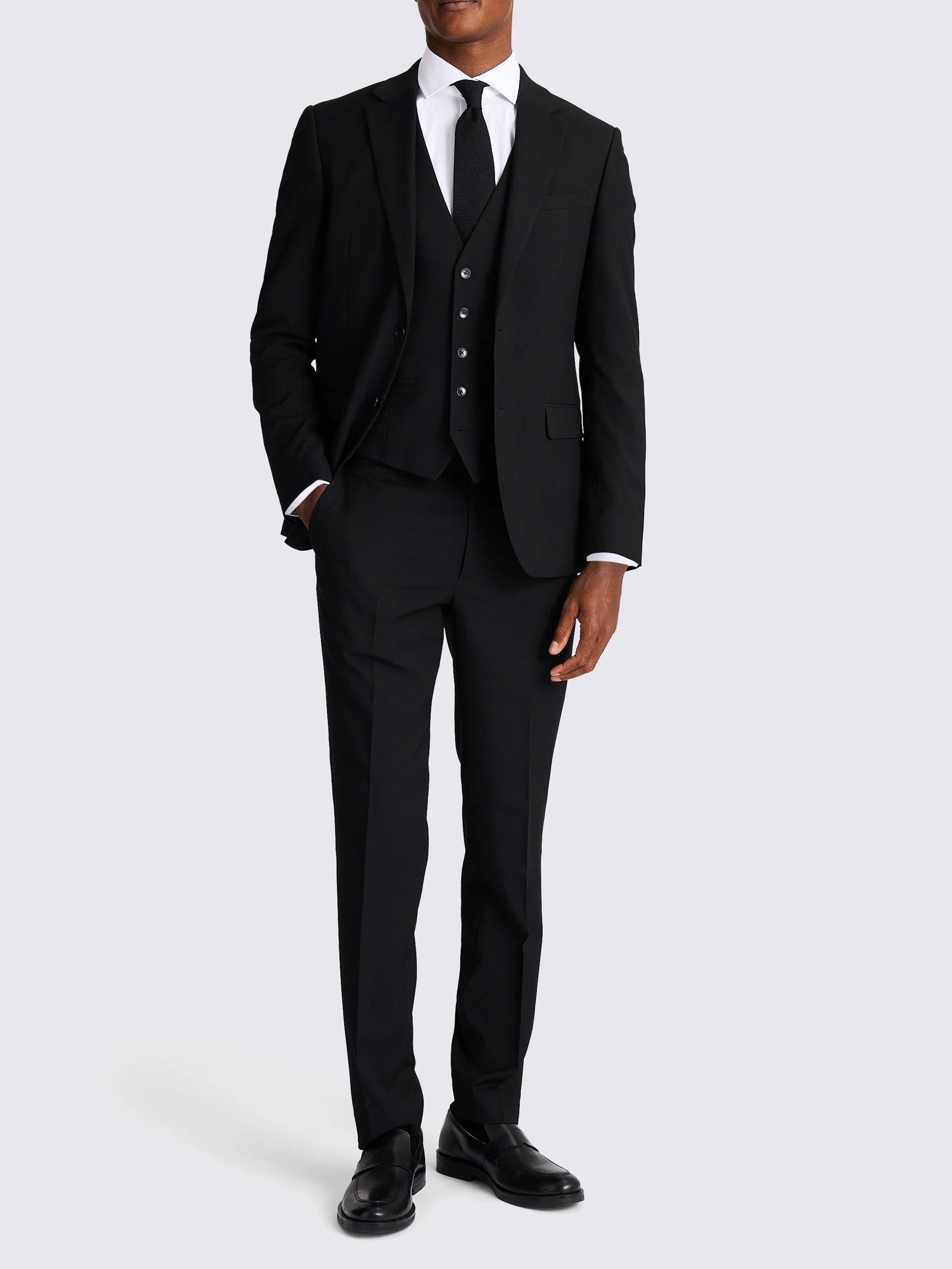 aesido Men’s Black 3-Piece Suit Set – Blazer, Vest & Pants