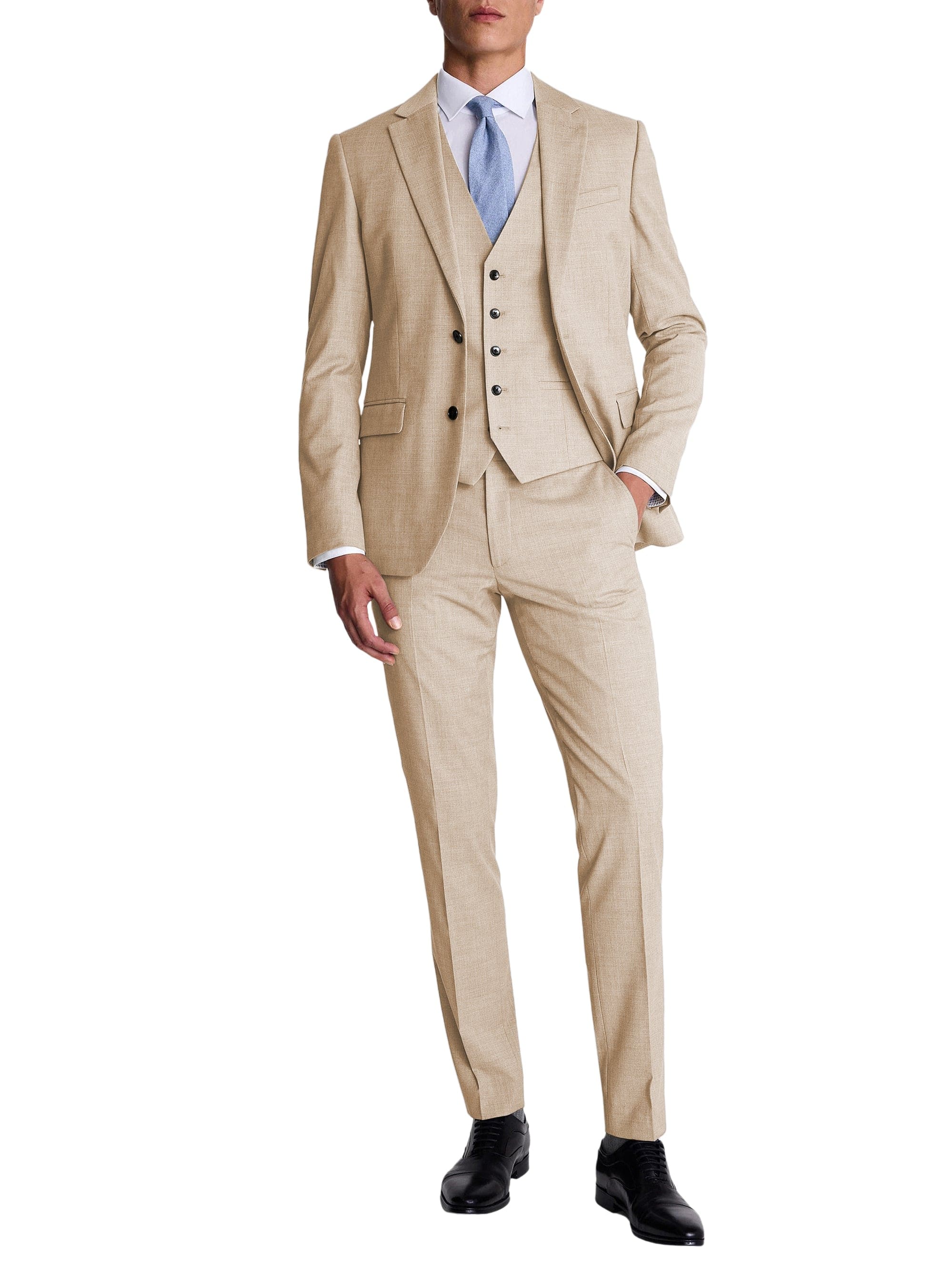 aesido Men’s Black 3-Piece Suit Set – Blazer, Vest & Pants