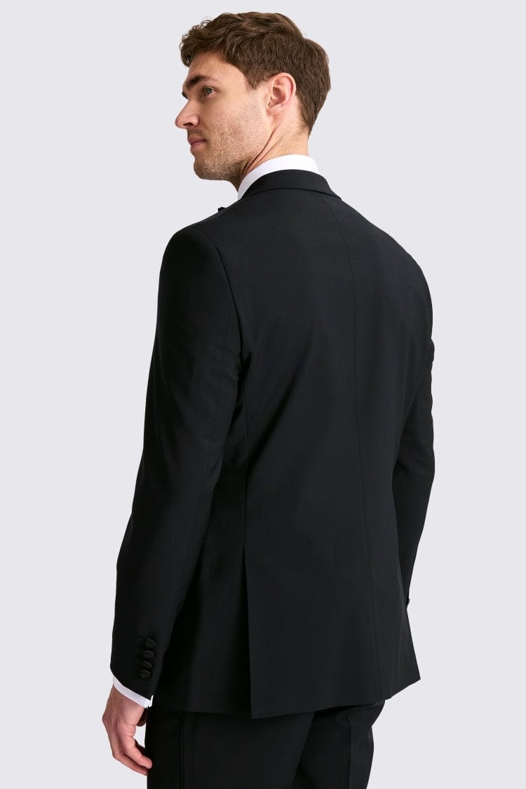 aesido Men's Black Double Button Satin Collar Tuxedo Suit Two Piece Suit (Blazer + Pants)