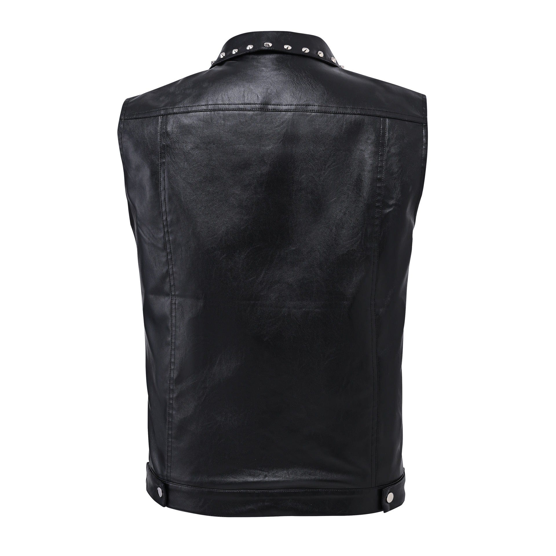 aesido Men’s Black Faux Leather Studded Vest – Punk Rock Biker Sleeveless Jacket