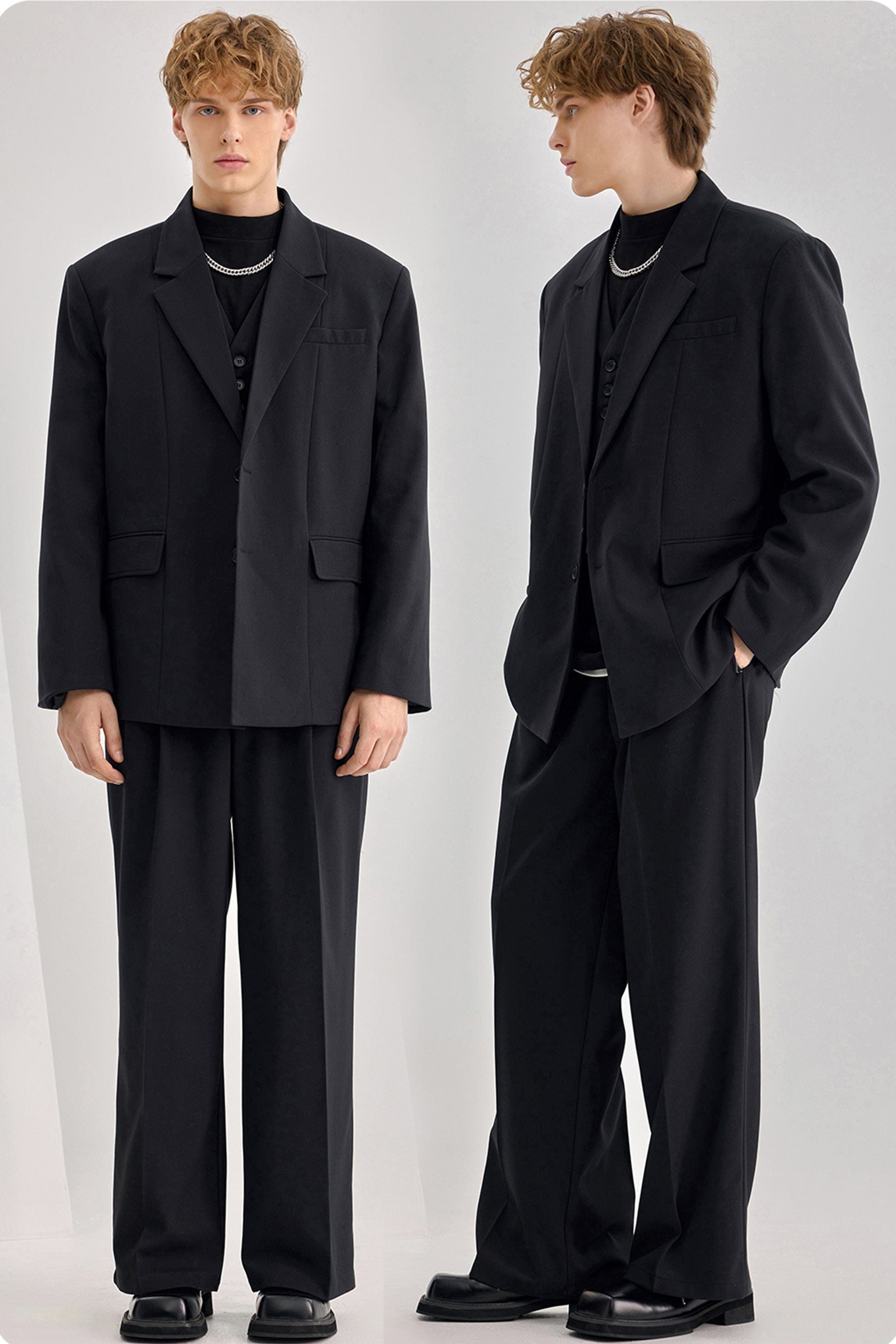 aesido Men’s Black Linen Suit 2-Piece – Single-Breasted Blazer with Trousers