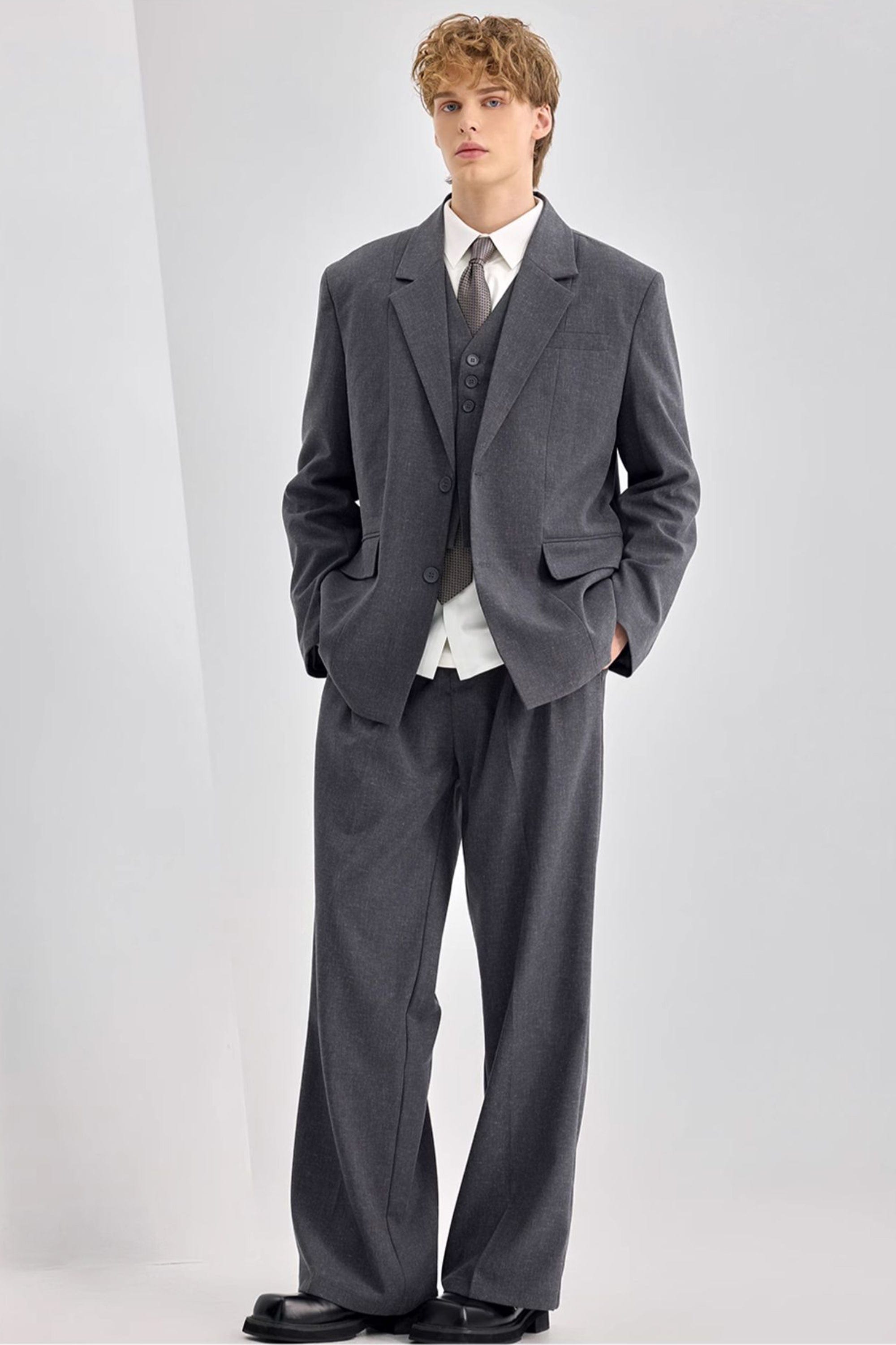 aesido Men’s Black Linen Suit 2-Piece – Single-Breasted Blazer with Trousers
