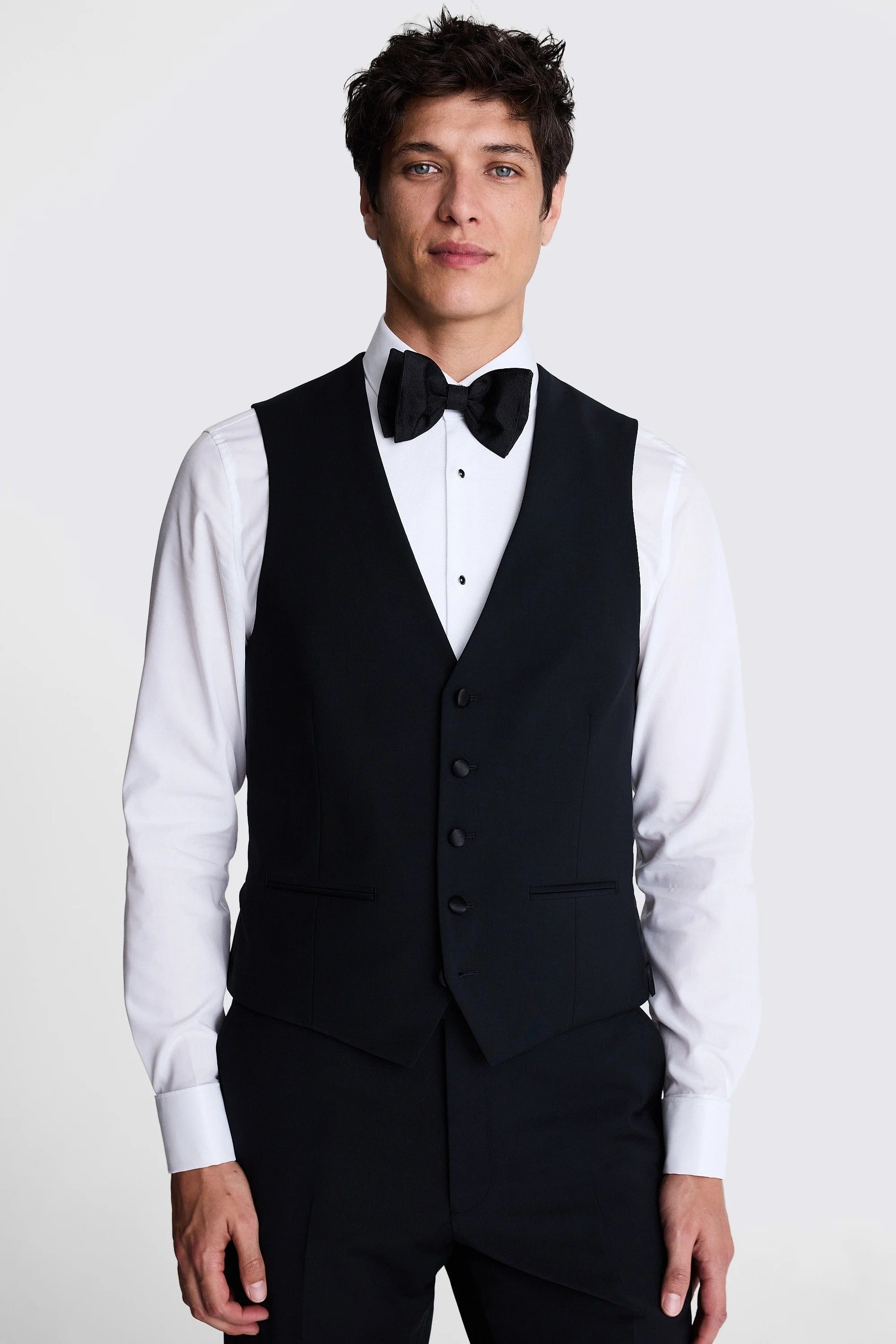 aesido Men's Black Shawl Lapel Suit Three Piece Suit (Blazer + Vest + Pants)