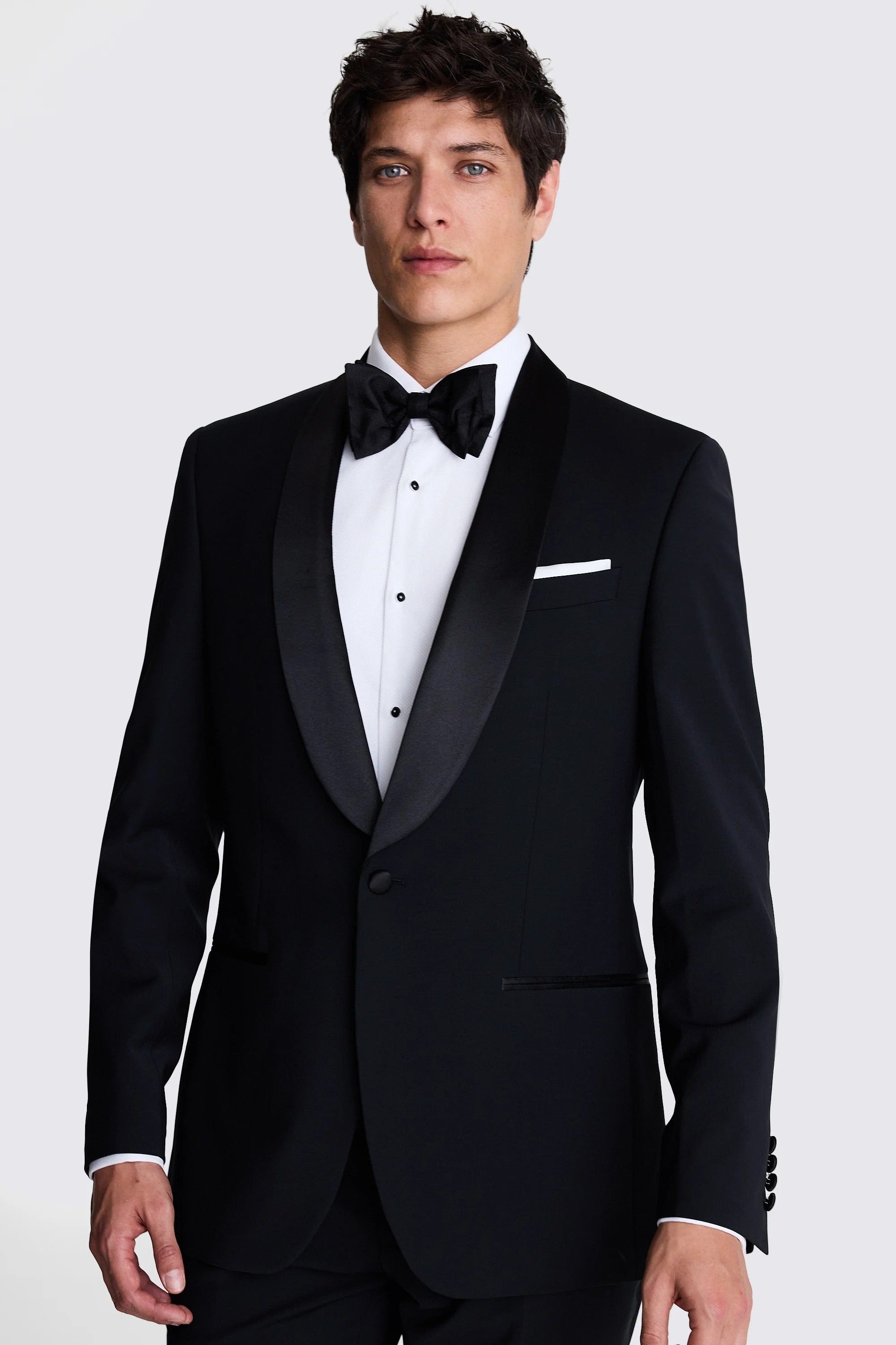 aesido Men's Black Shawl Lapel Suit Three Piece Suit (Blazer + Vest + Pants)