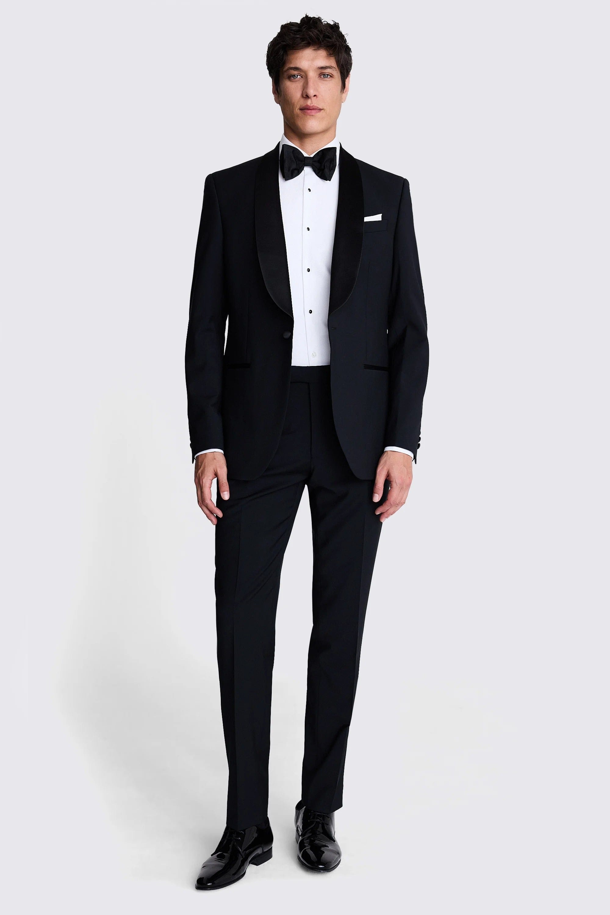 aesido Men's Black Shawl Lapel Suit Three Piece Suit (Blazer + Vest + Pants)