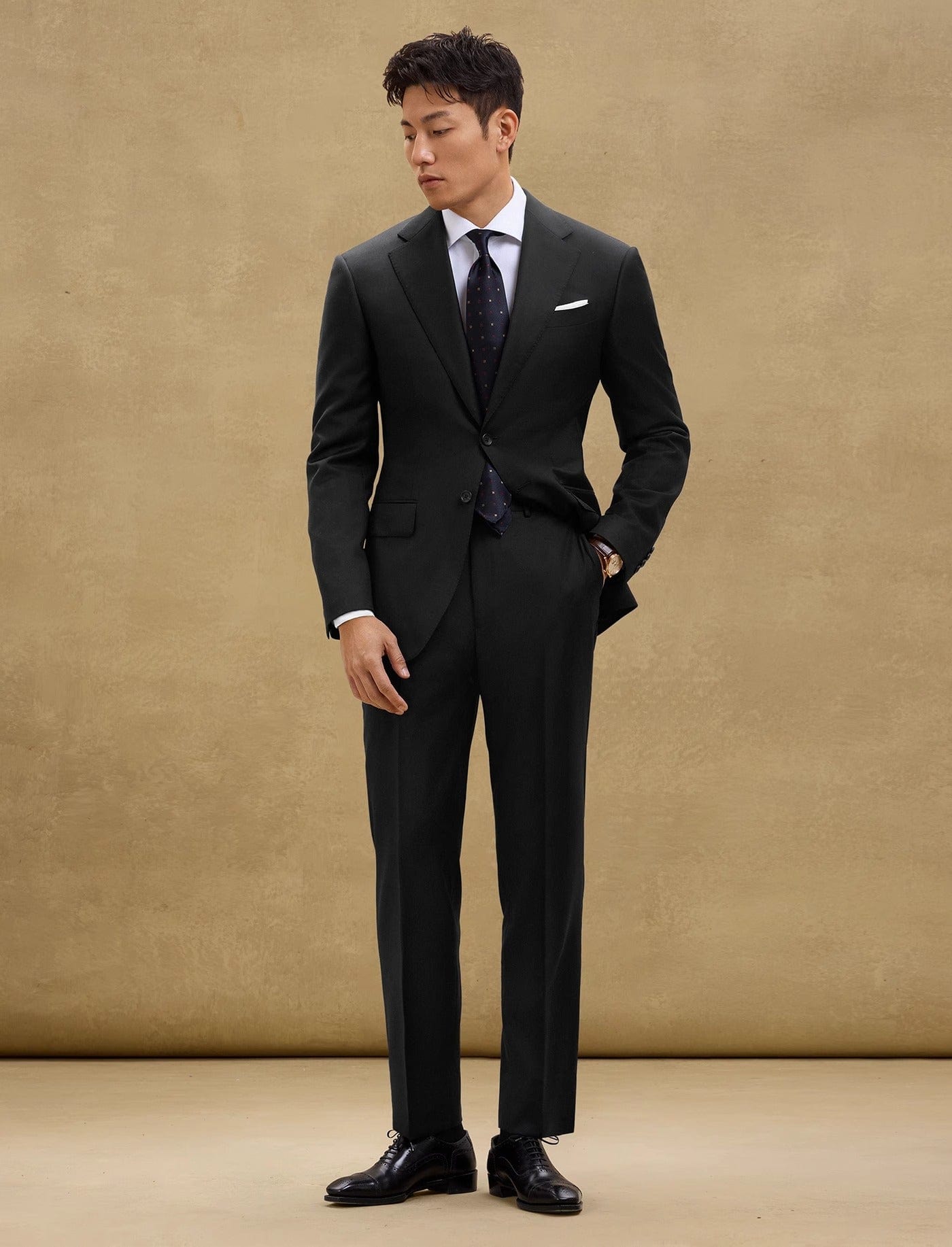 aesido Men's Black Suit 2 Piece Set Blazer and Pants