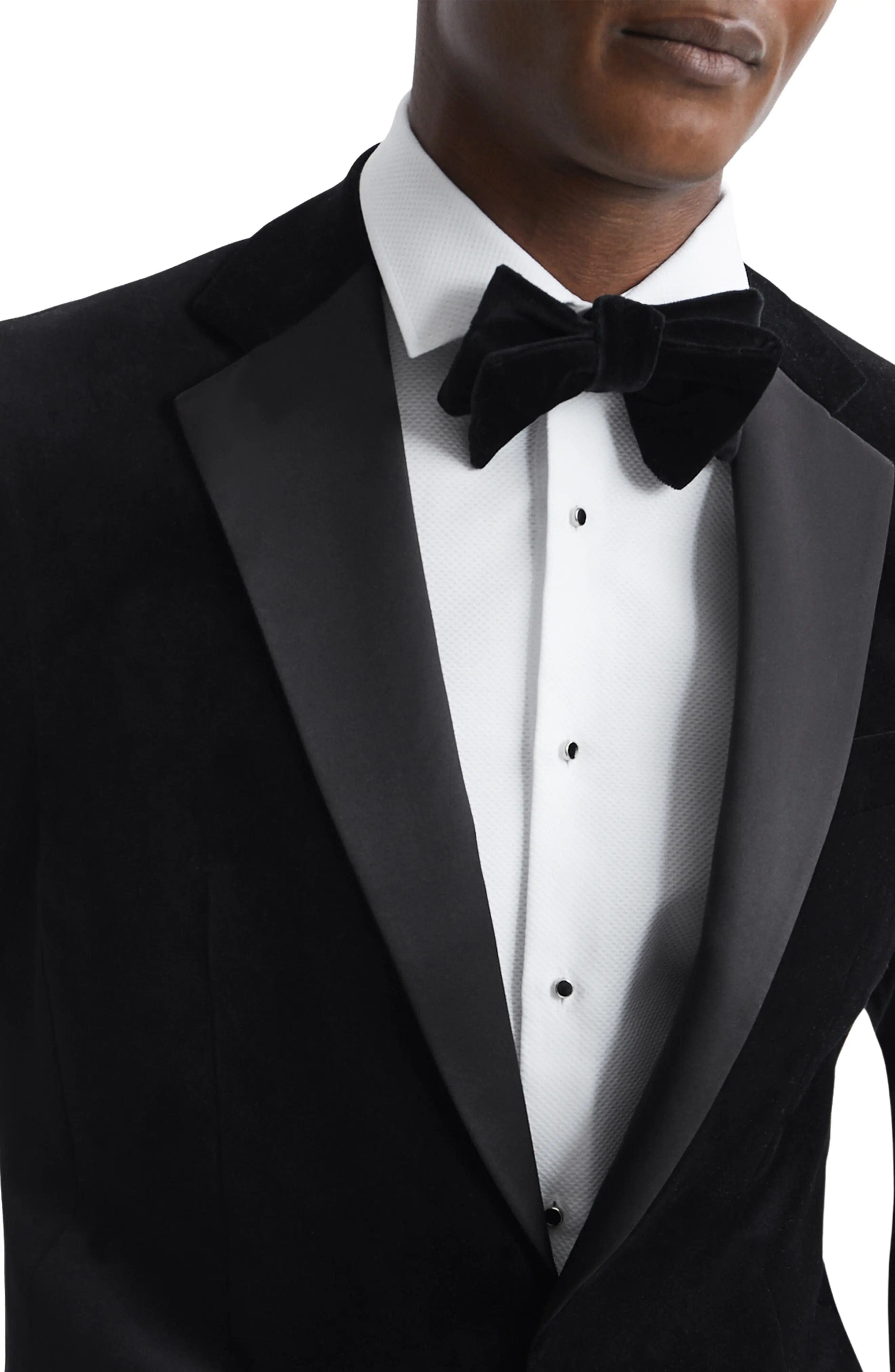aesido Men's Black Velvet Blazer with Satin Lapel, Single Button