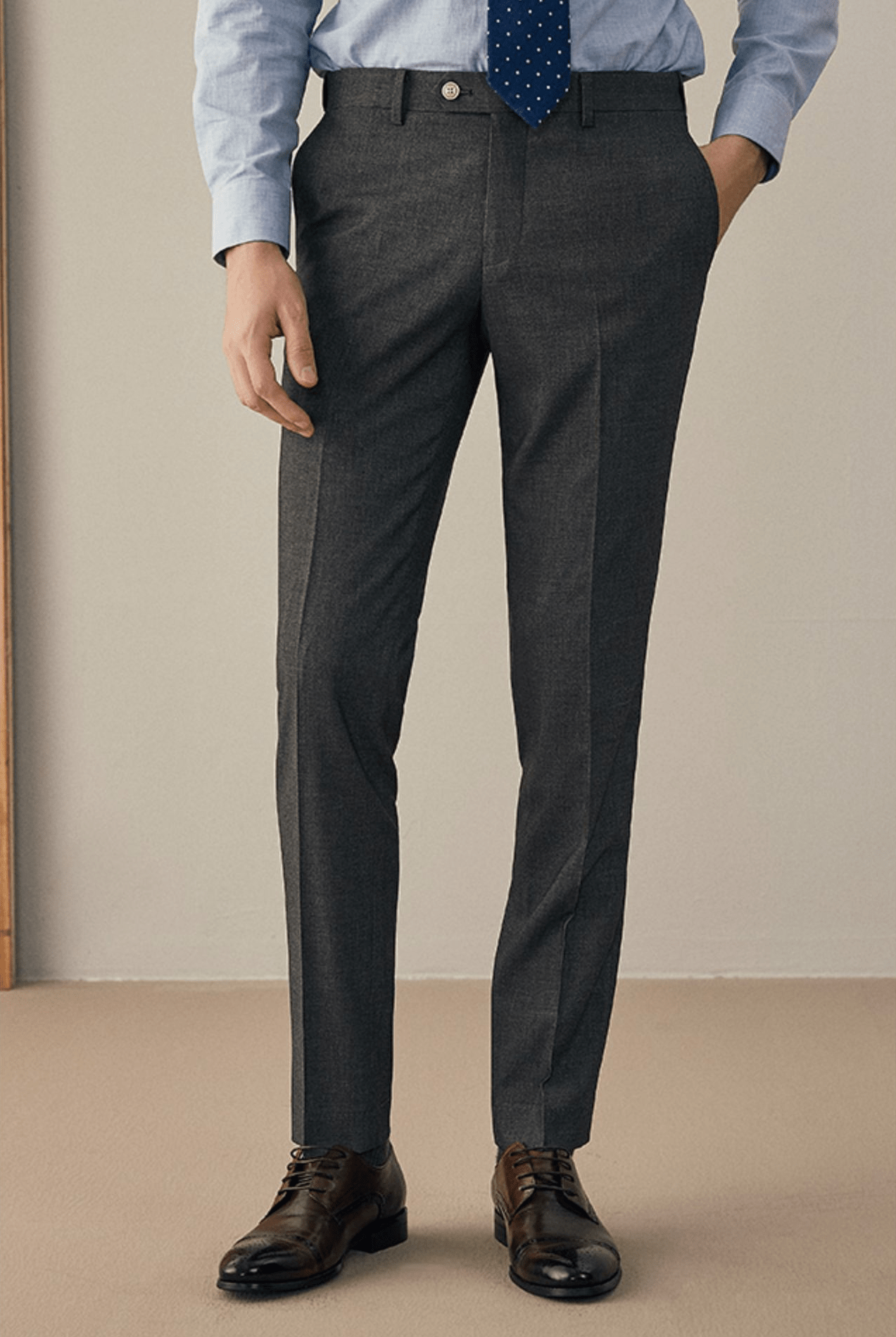 aesido Men's Business Casual Straight Slim Fit Trousers