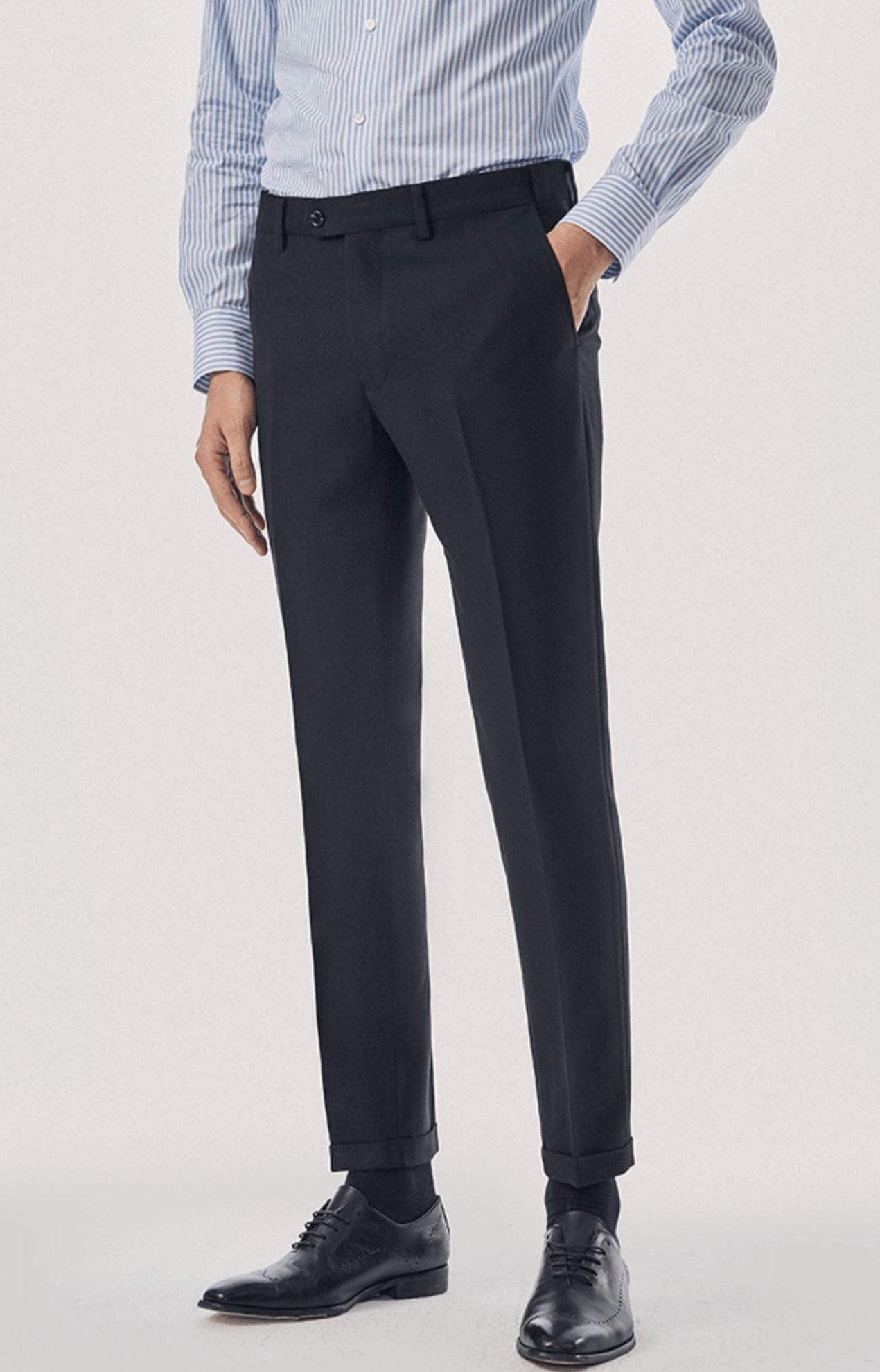 Men's Business Casual Straight Slim Fit Trousers Black / 29W X 28L