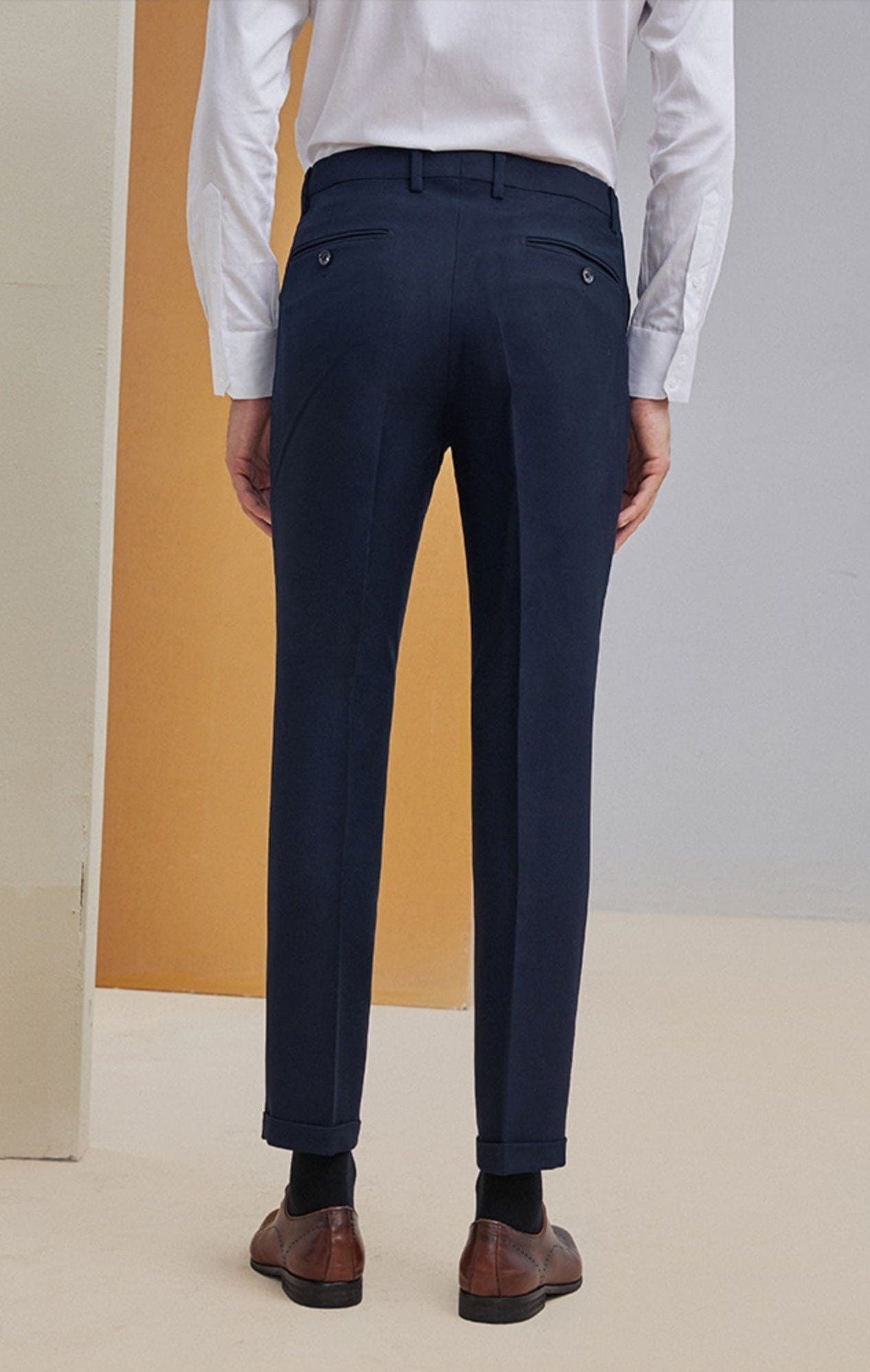 Men's Business Casual Straight Slim Fit Trousers Black / 29W X 28L Men's Business Casual Straight Slim Fit Trousers Black / 29W X 28L