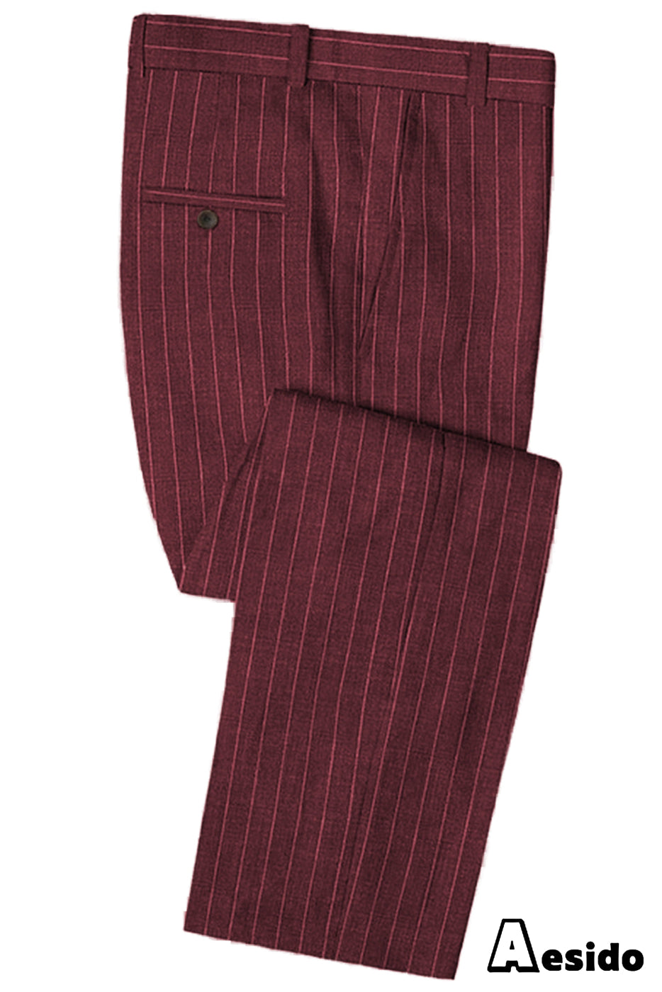 Aesido Men's Business Casual Striped Pants Burgundy / 30W X 32L Aesido Men's Business Casual Striped Pants Burgundy / 30W X 32L