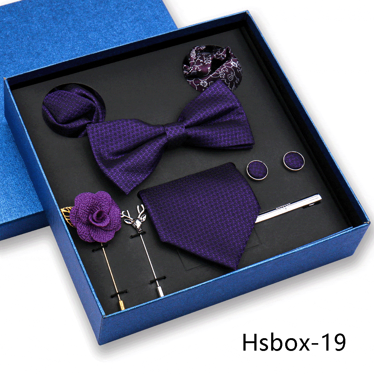 aesido Men's Business Tie and Pocket Square Premium Gift Set (8 Pieces)