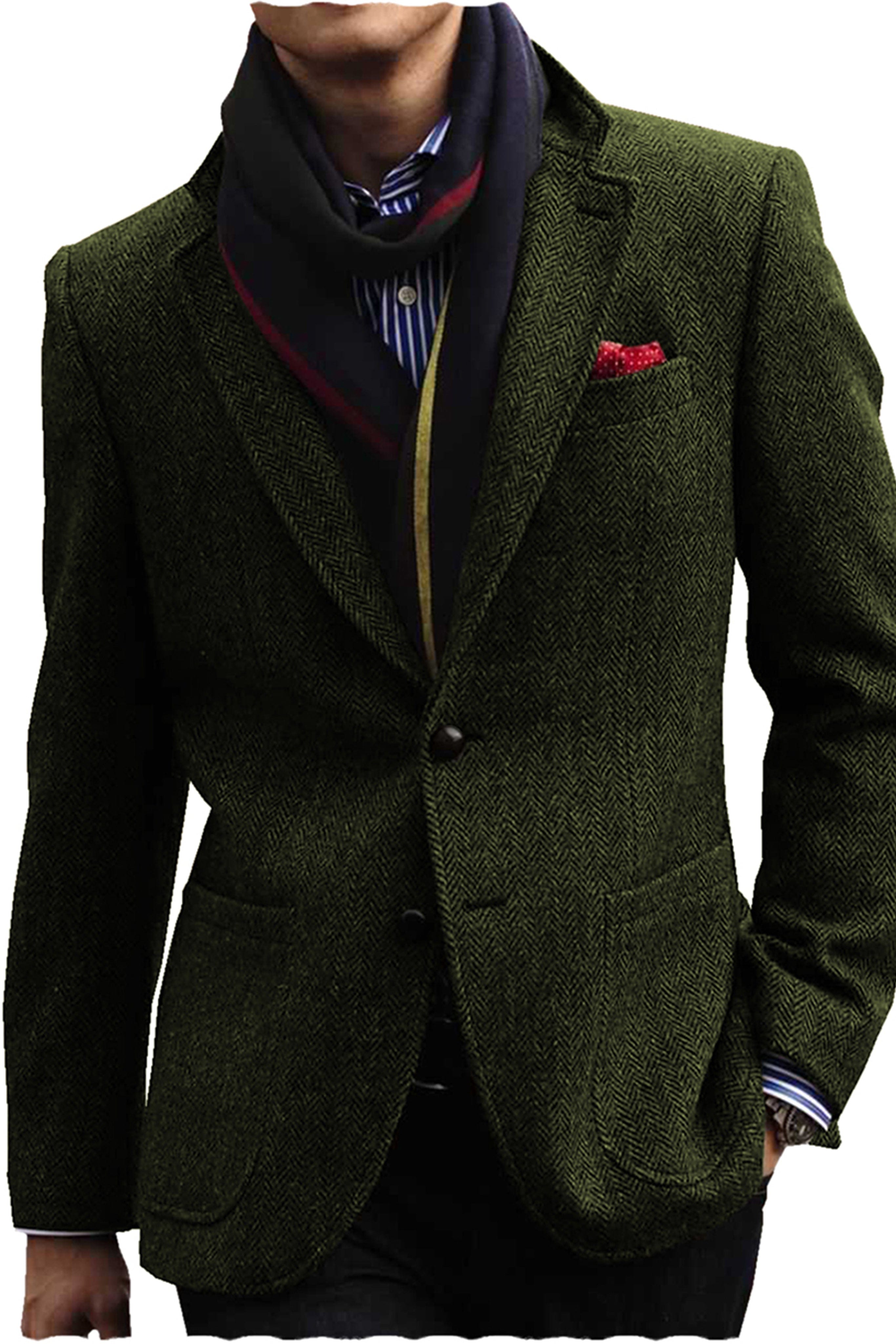 aesido Men's Double Button Notch Lapel Blazer