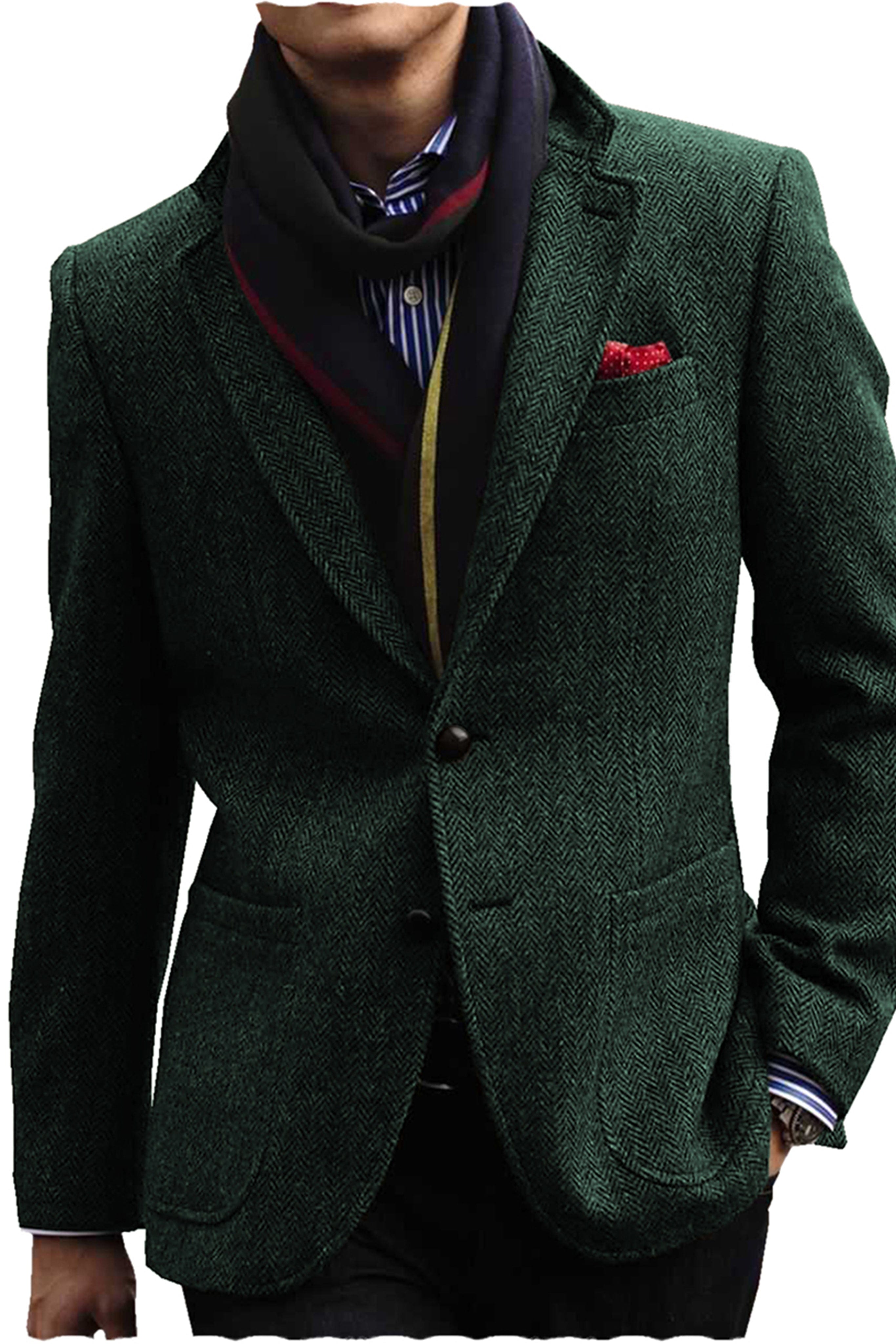 aesido Men's Double Button Notch Lapel Blazer