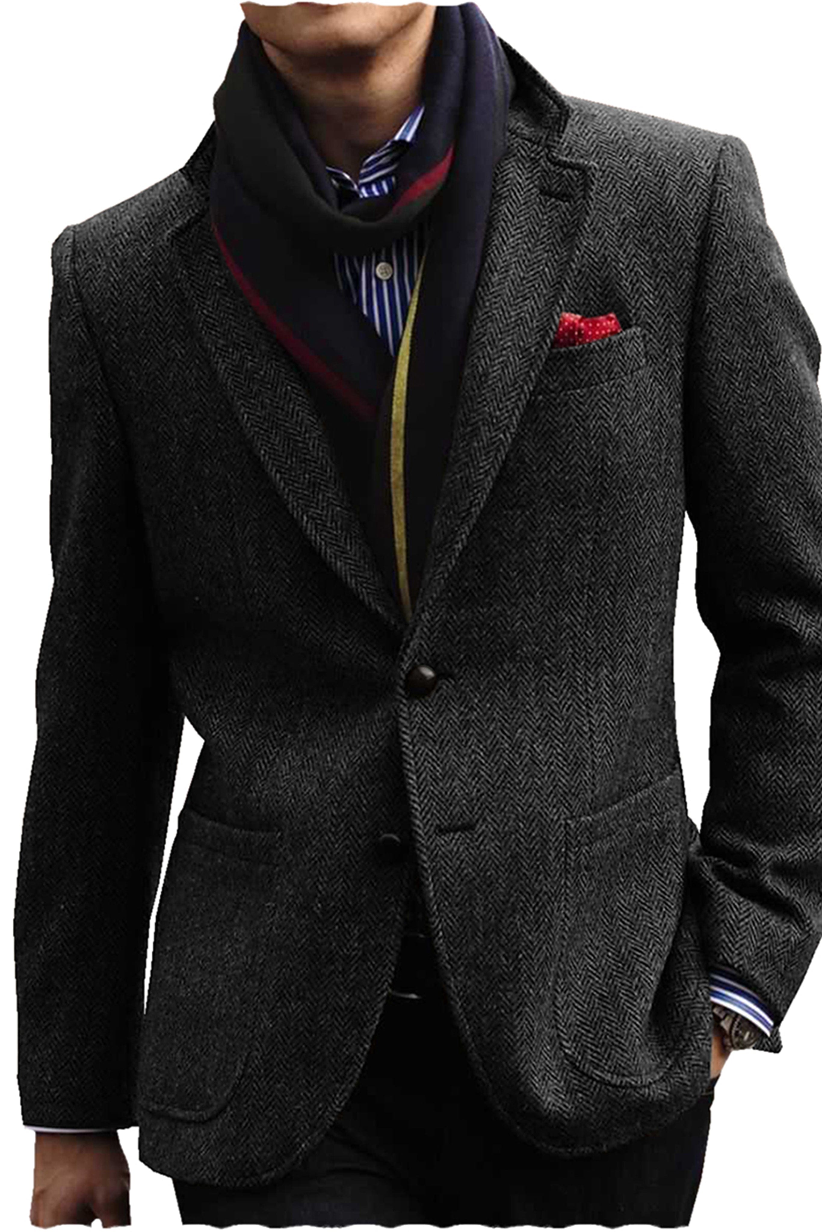 aesido Men's Double Button Notch Lapel Blazer