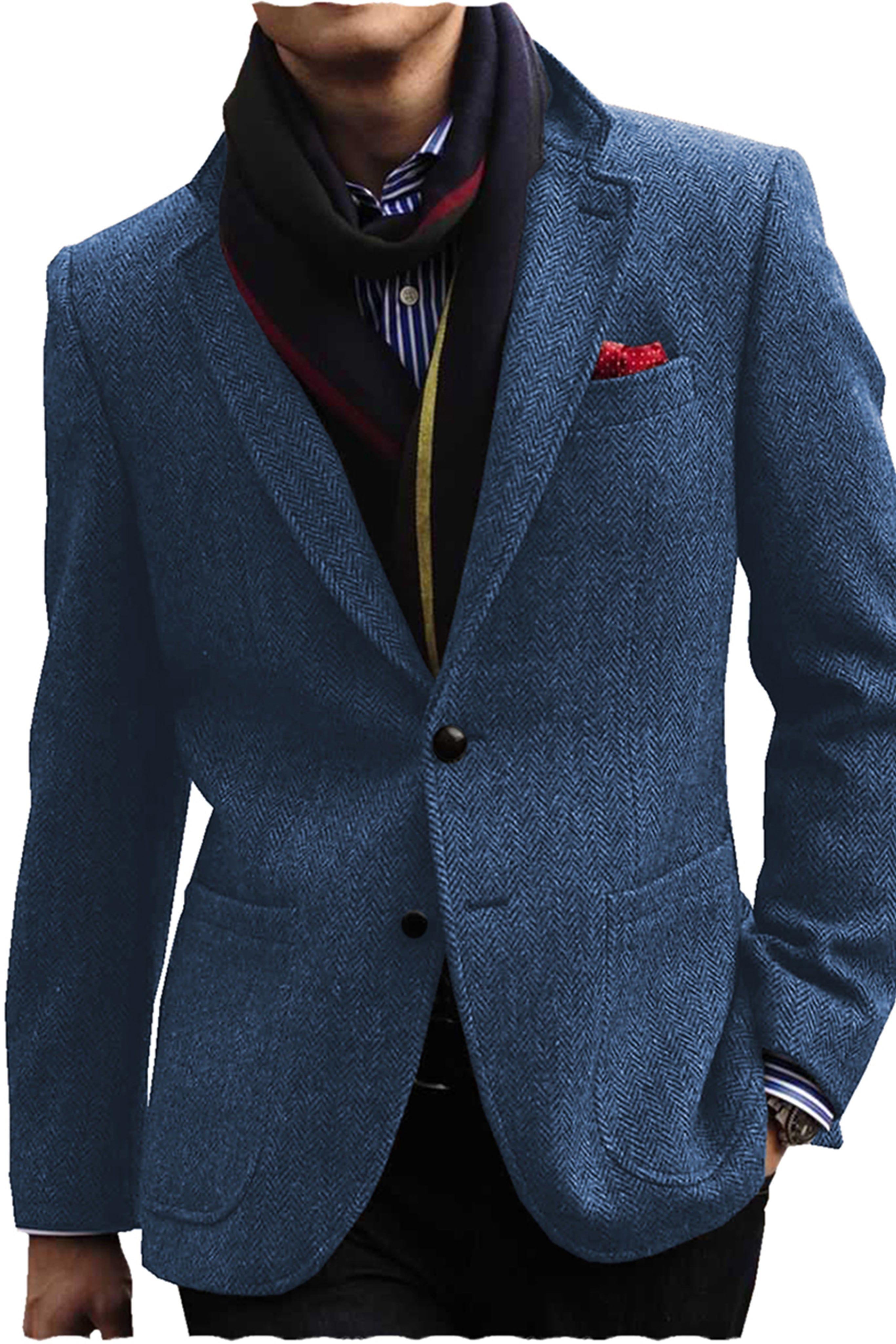 aesido Men's Double Button Notch Lapel Blazer