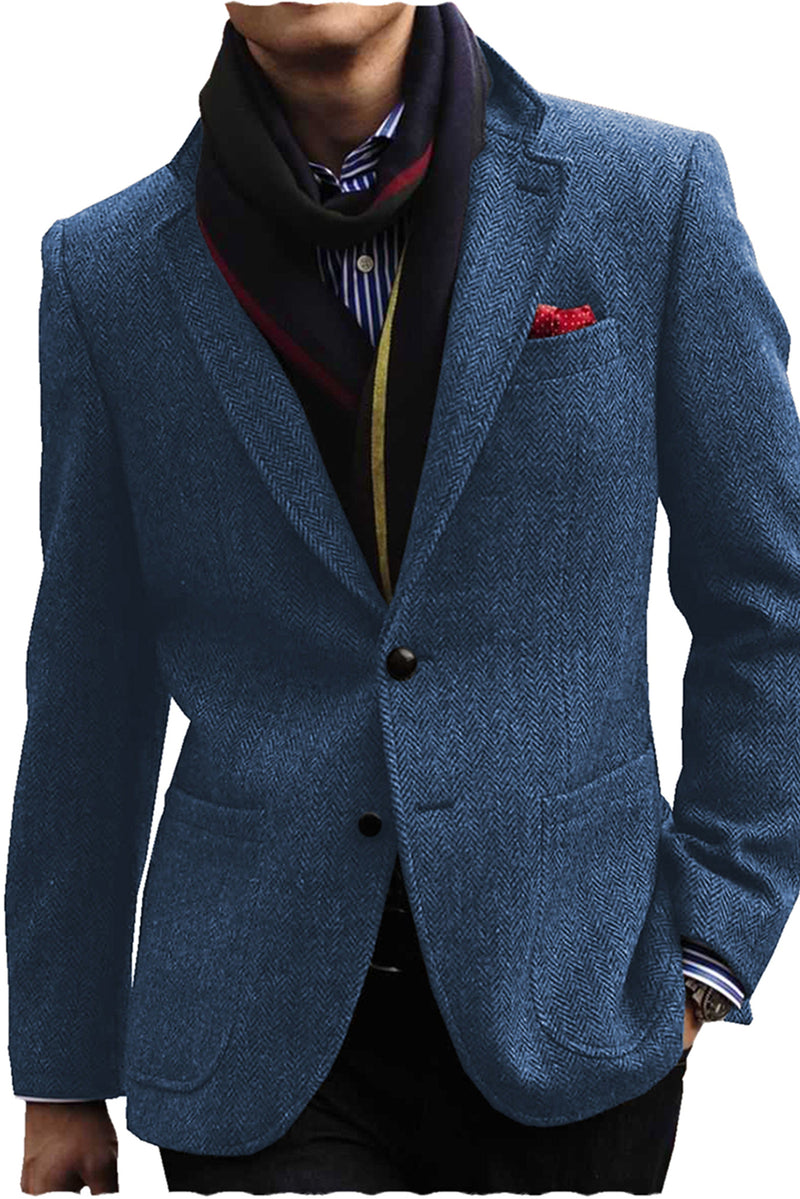 Men's Notched Lapel Solid Grey Blazer main image 0