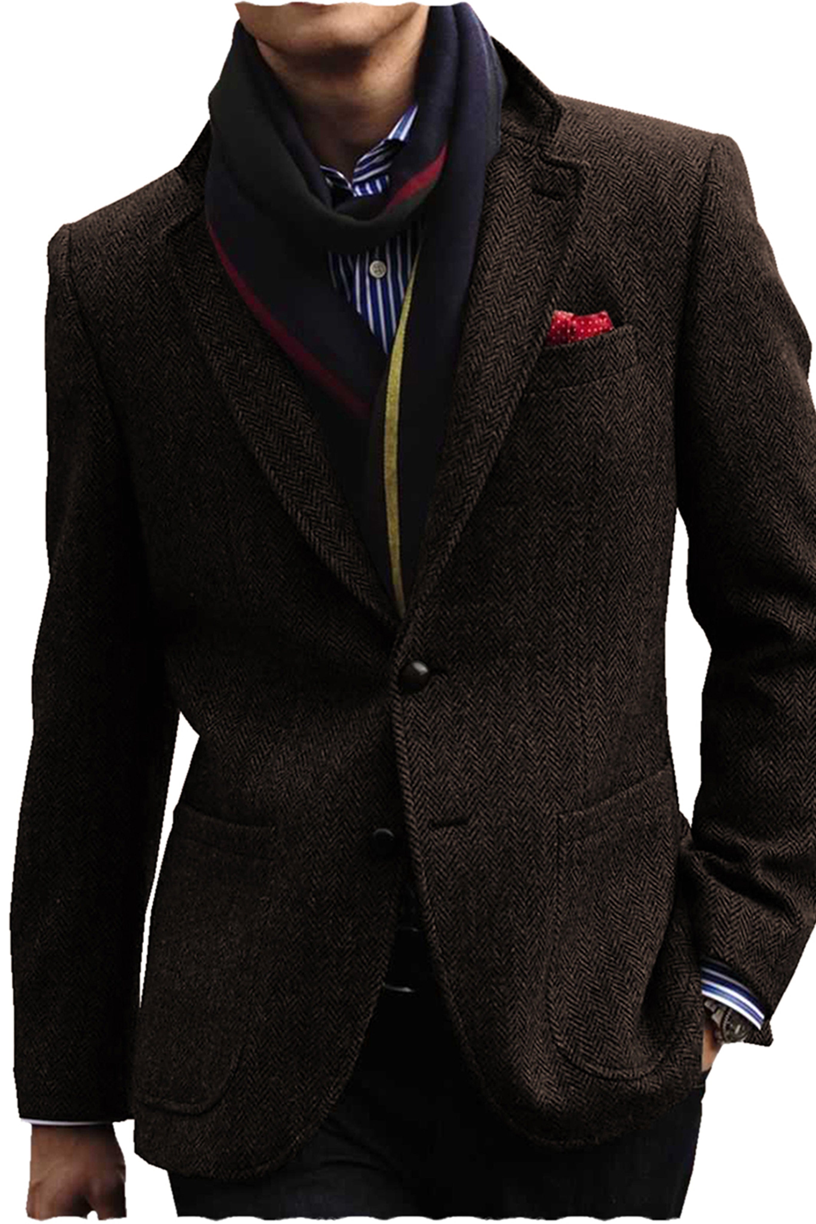 aesido Men's Double Button Notch Lapel Blazer