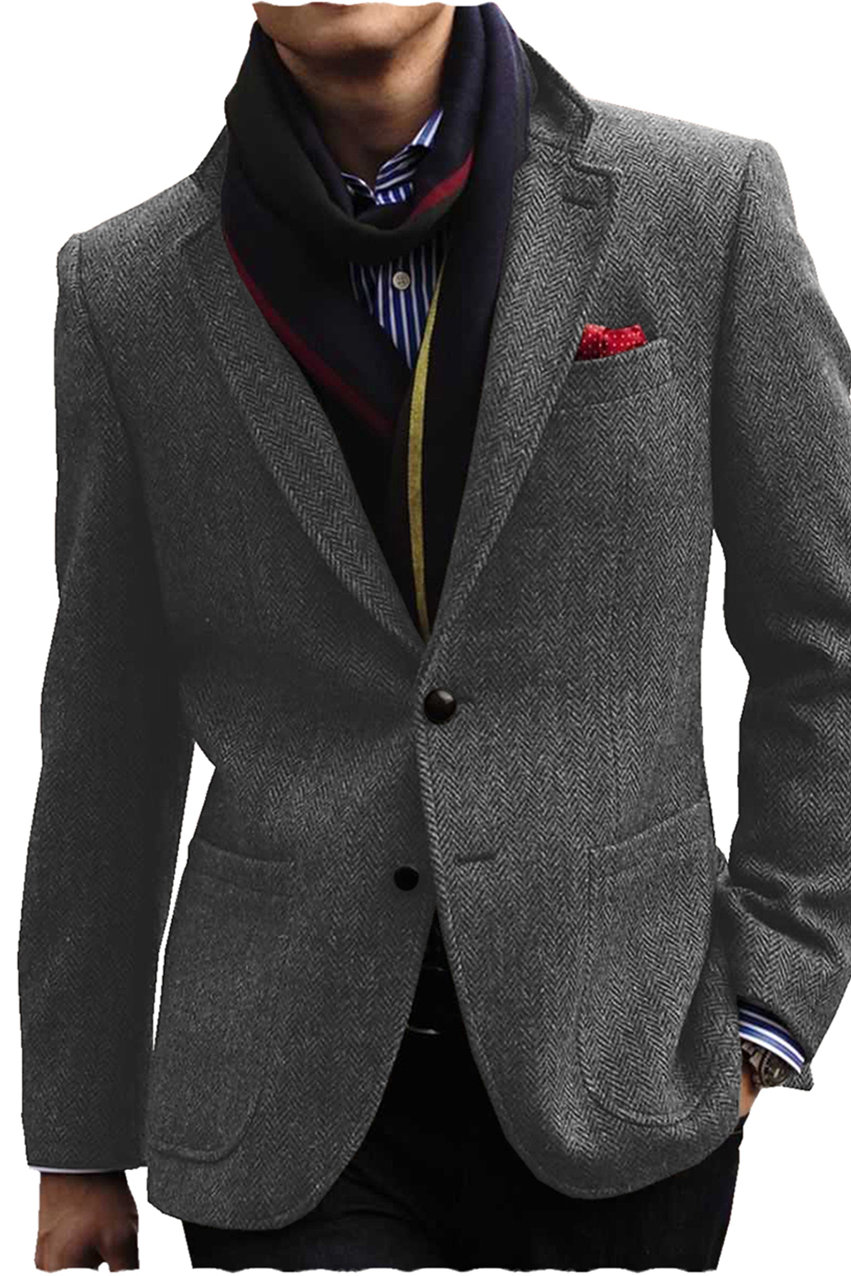 aesido Men's Double Button Notch Lapel Blazer