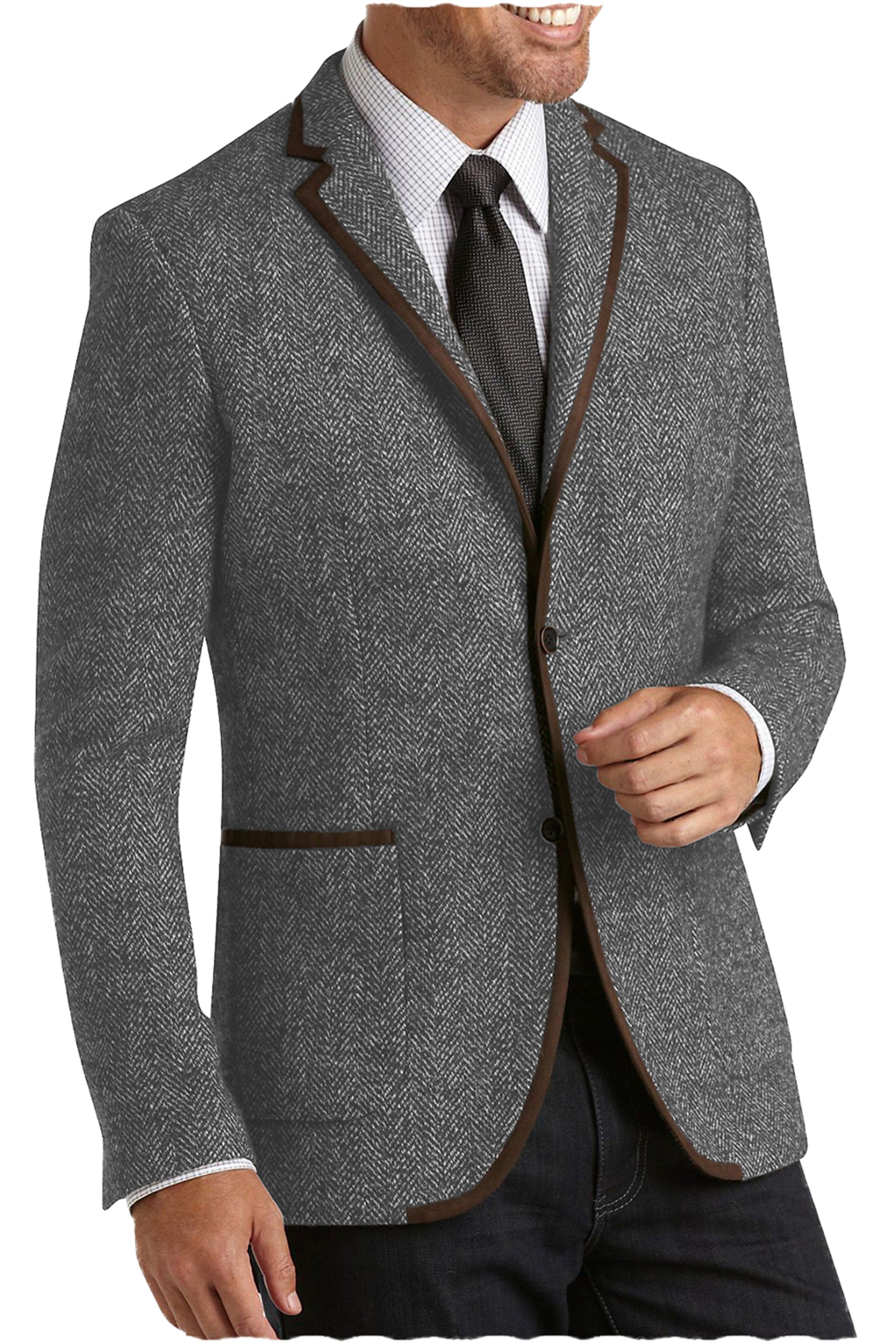 aesido Men's Double Button Notch Lapel Blazer