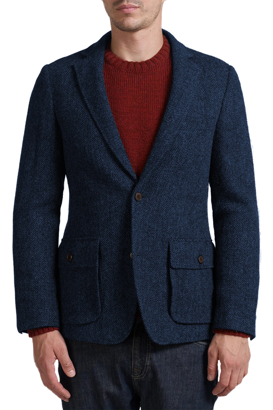 Mens Two Button Notch Lapel Blazer Sapphire