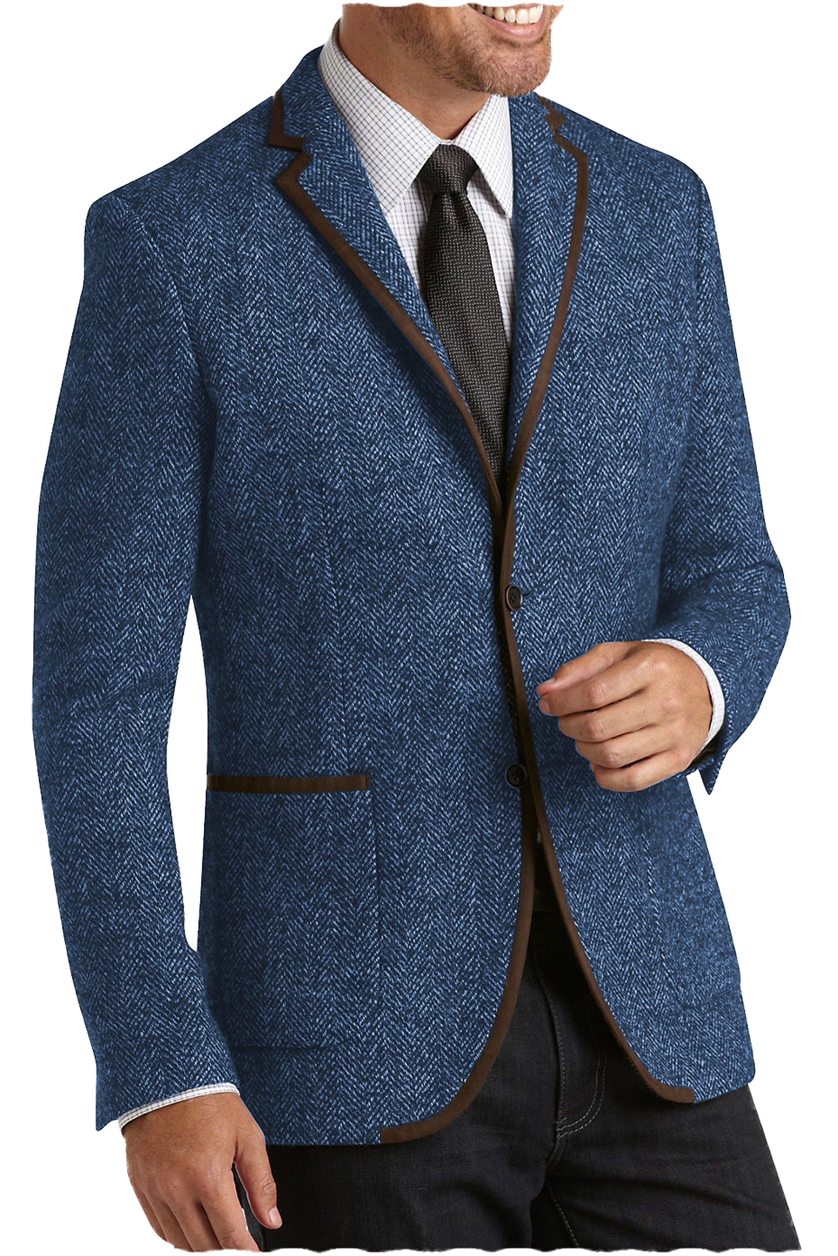 aesido Men's Double Button Notch Lapel Blazer