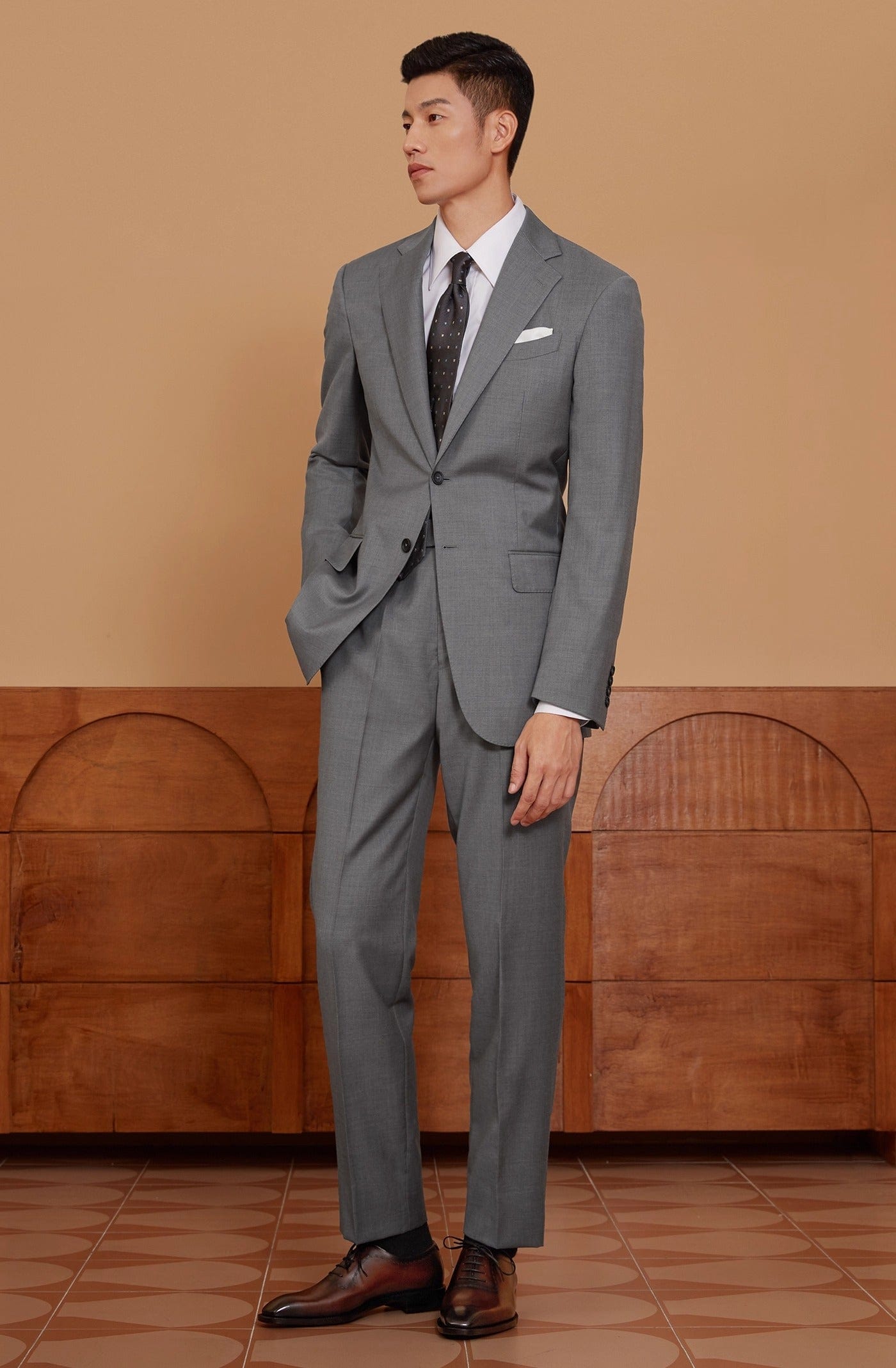 aesido Men's Grey Suit 2 Piece Set Blazer and Pants