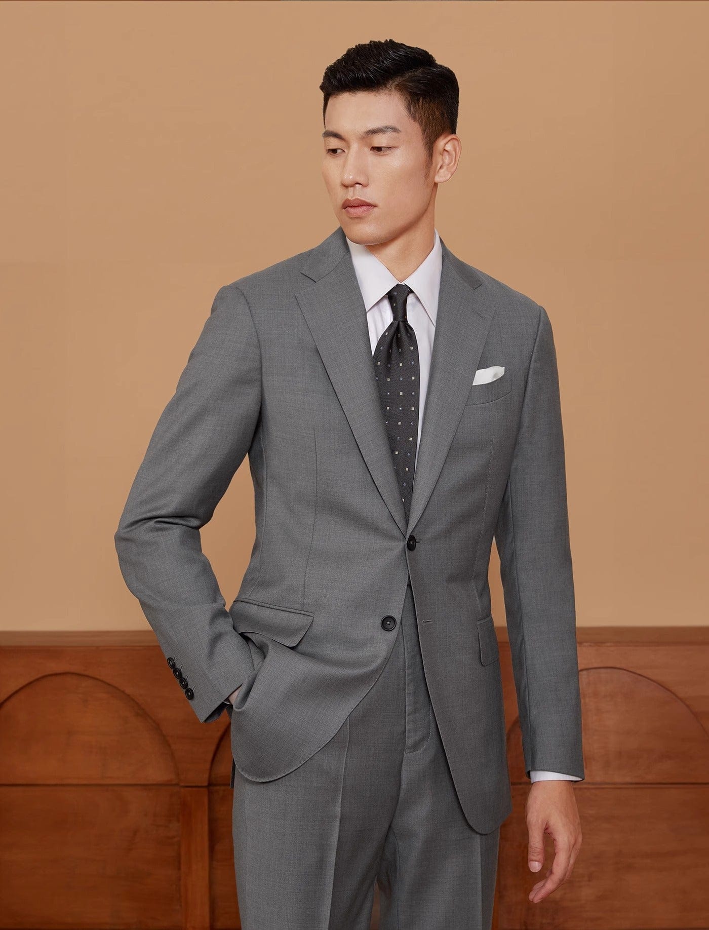 aesido Men's Grey Suit 2 Piece Set Blazer and Pants