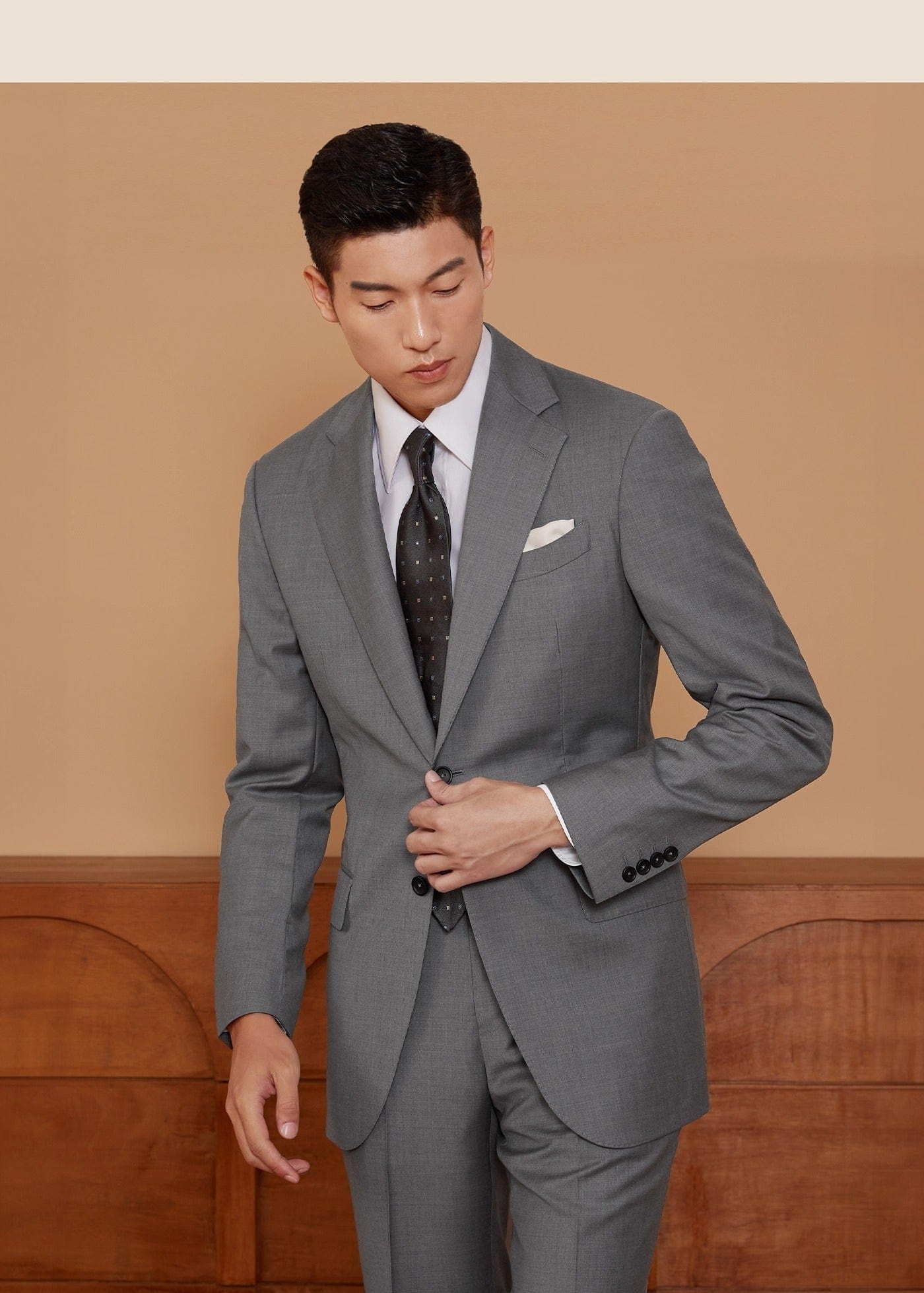 aesido Men's Grey Suit 2 Piece Set Blazer and Pants