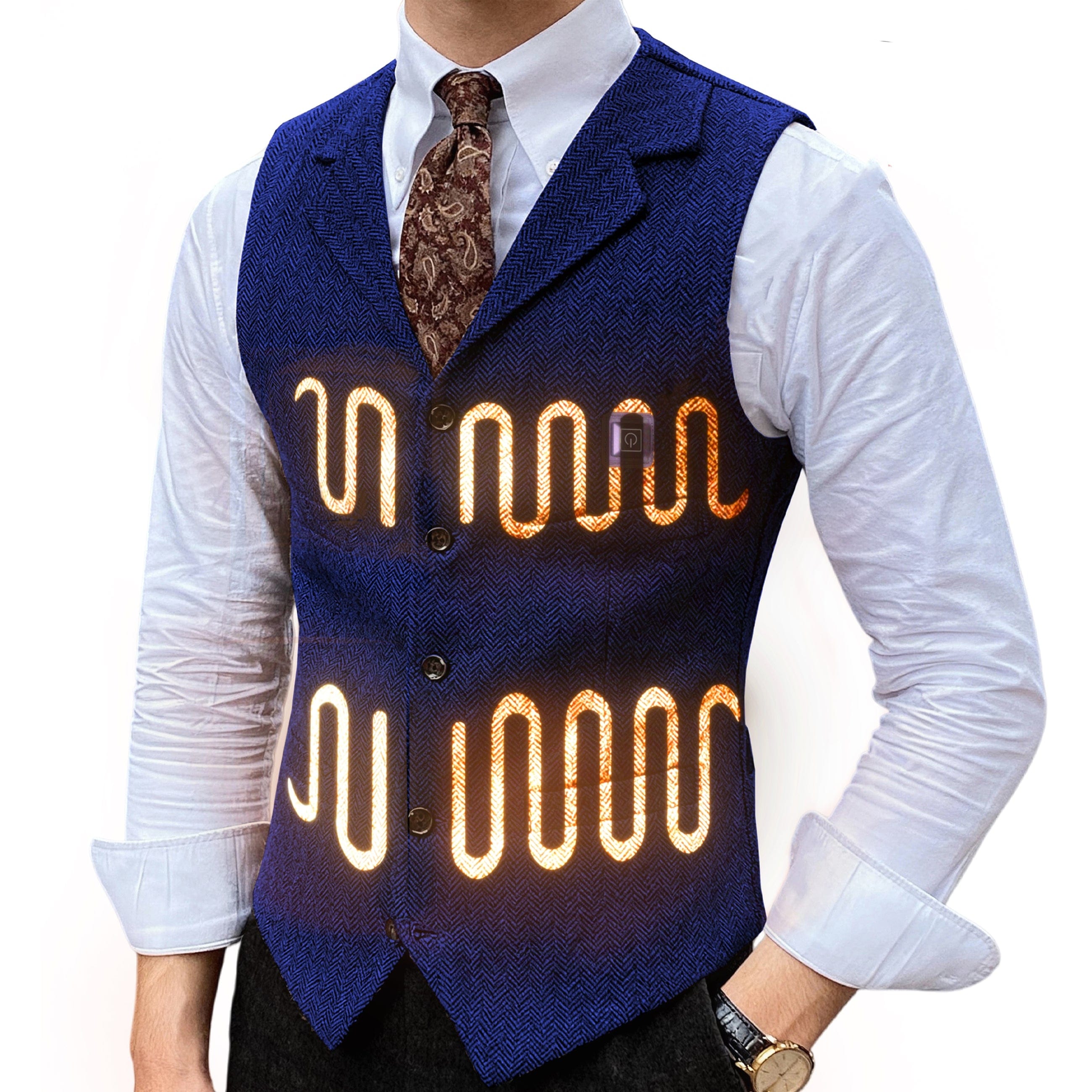 aesido Men’s Heated Herringbone Vest with USB Charging, 3 Heat Levels, and Adjustable Fit