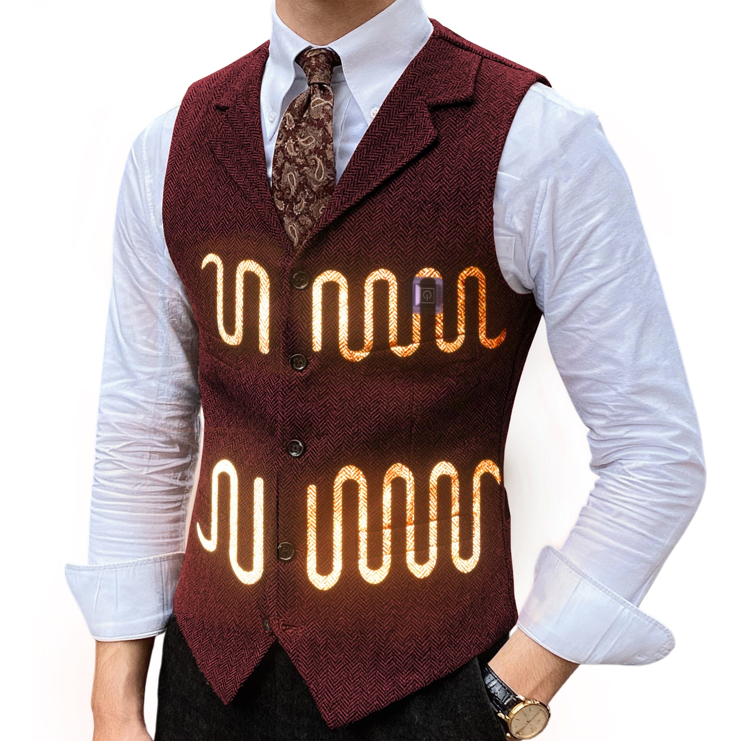 aesido Men’s Heated Herringbone Vest with USB Charging, 3 Heat Levels, and Adjustable Fit