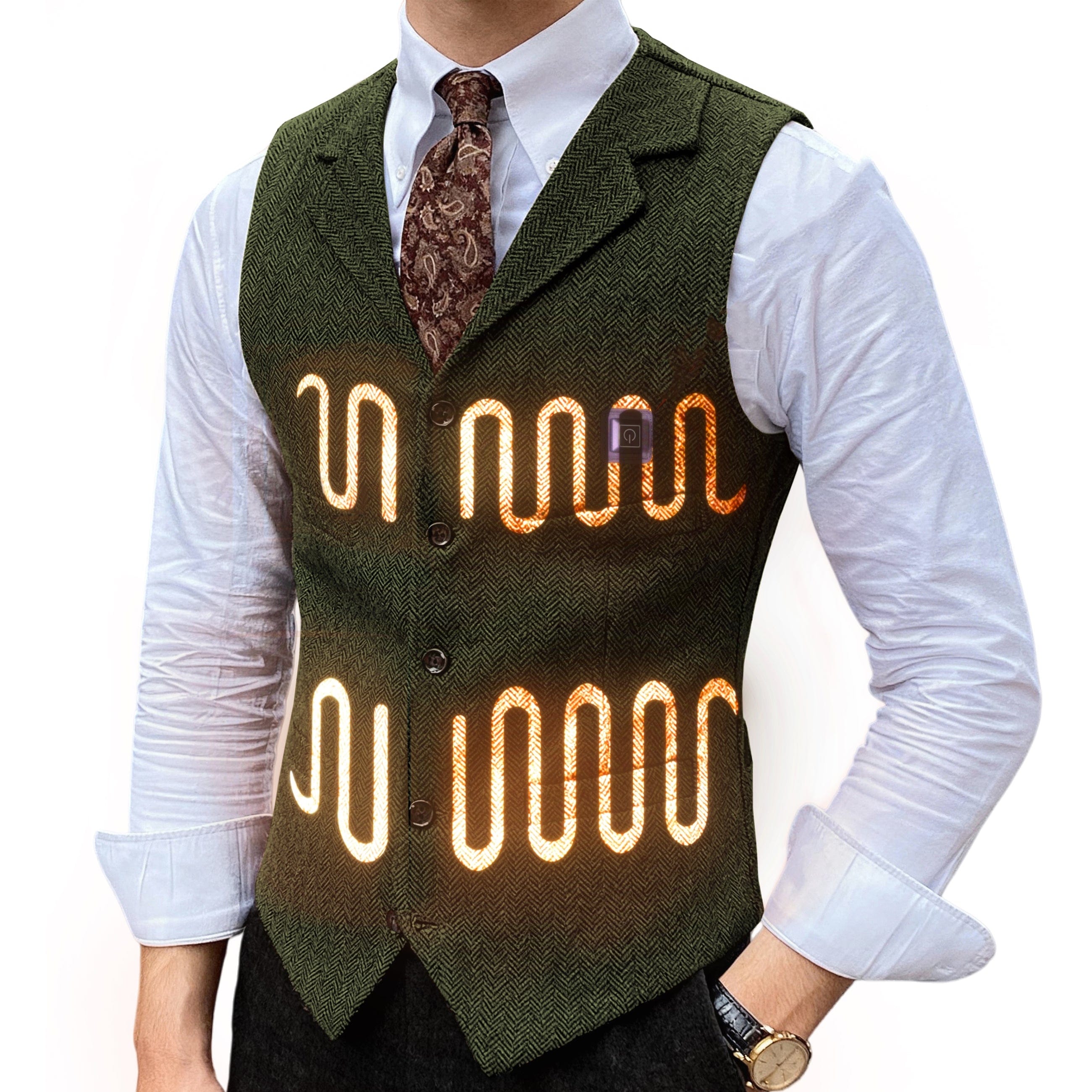 aesido Men’s Heated Herringbone Vest with USB Charging, 3 Heat Levels, and Adjustable Fit