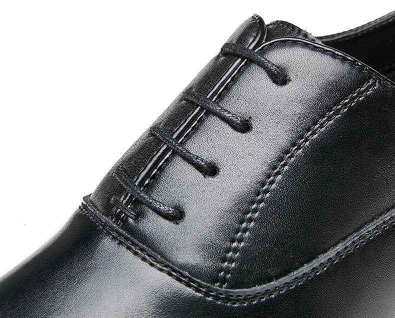 aesido Men's Leather Business Shoes Soft Sole Lace-Up Pointed Toe Oxford Shoes
